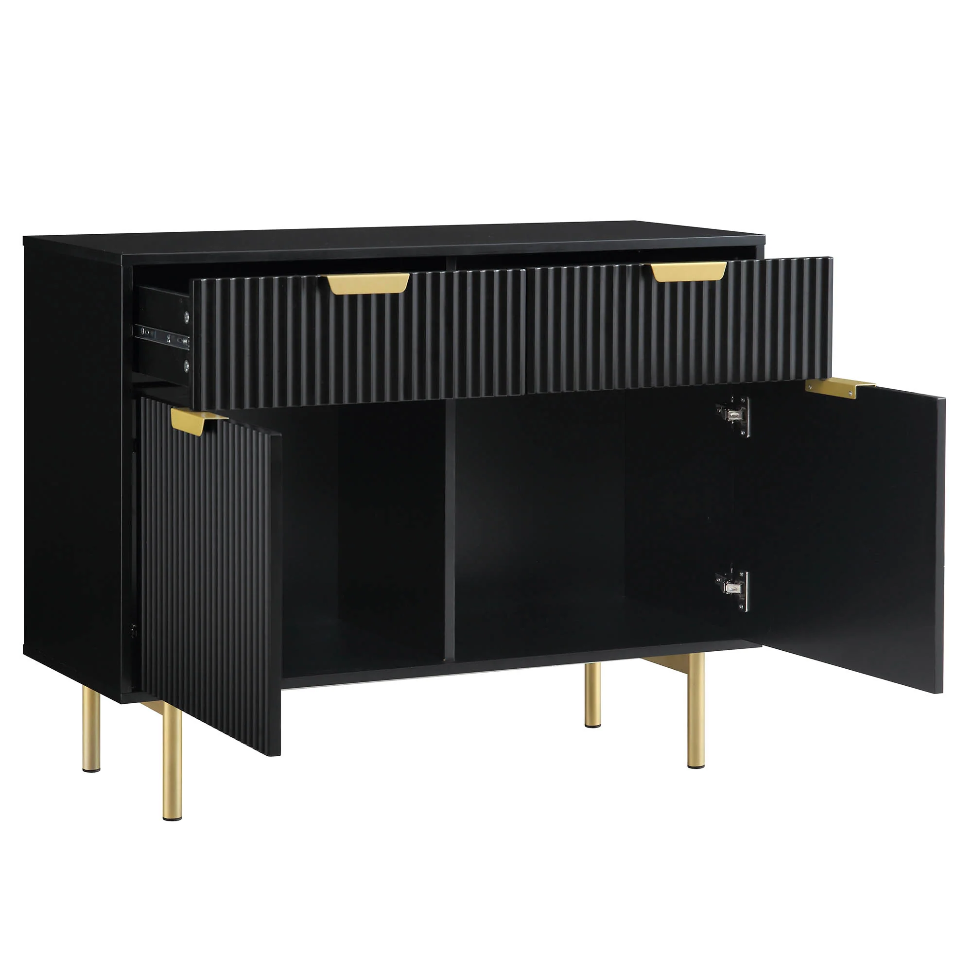 Richmond Ridged 2-Door Cabinet with Drawers, Matte Black - Image 7