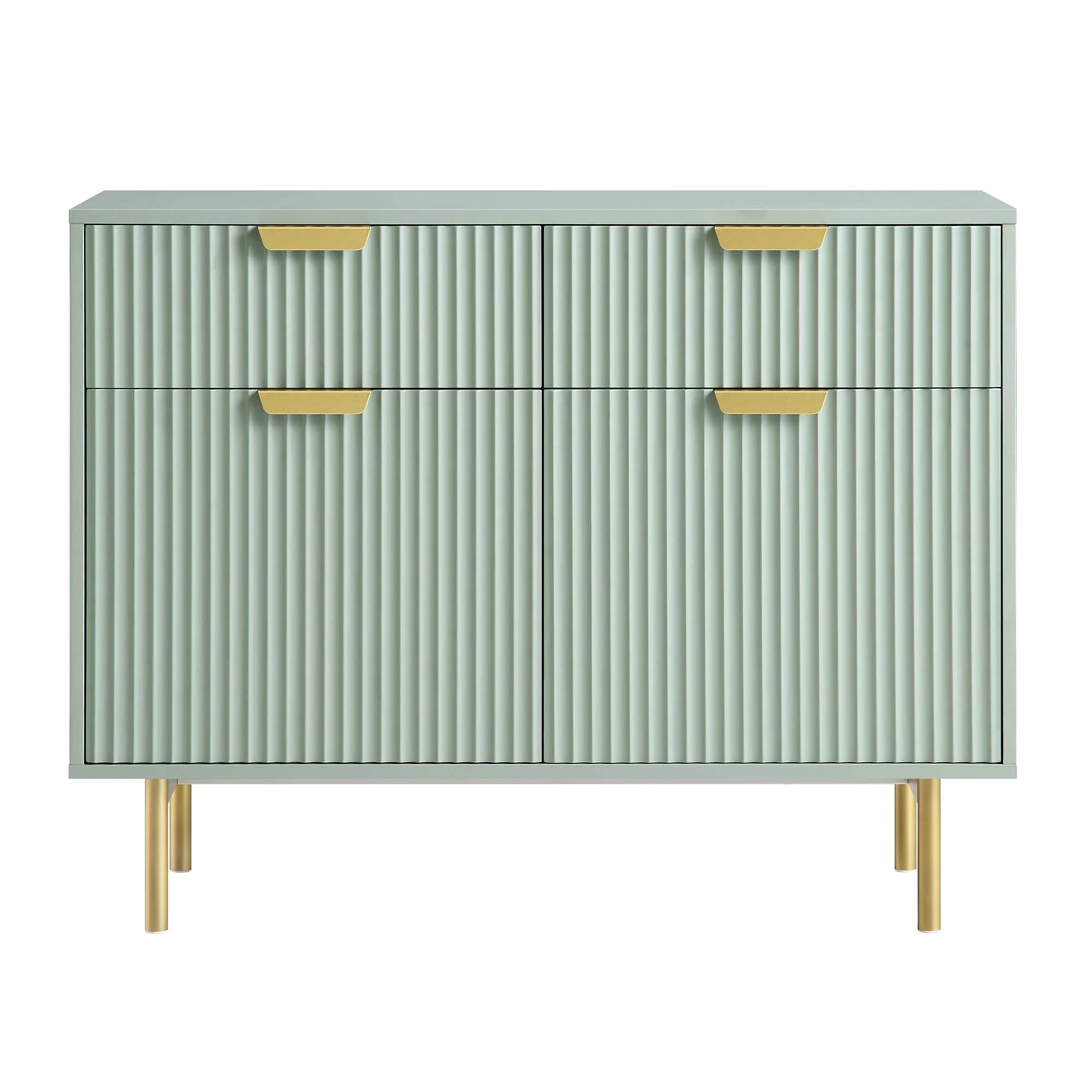 Richmond Ridged 2-Door Cabinet with Drawers, Matte Sage Green - Image 4