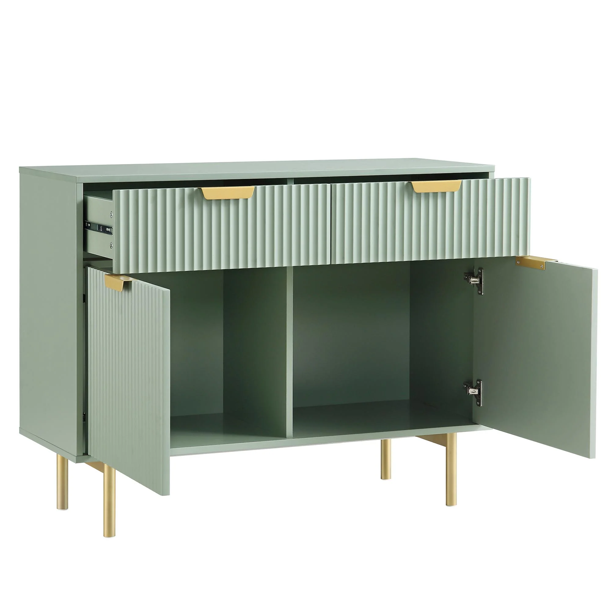 Richmond Ridged 2-Door Cabinet with Drawers, Matte Sage Green - Image 7