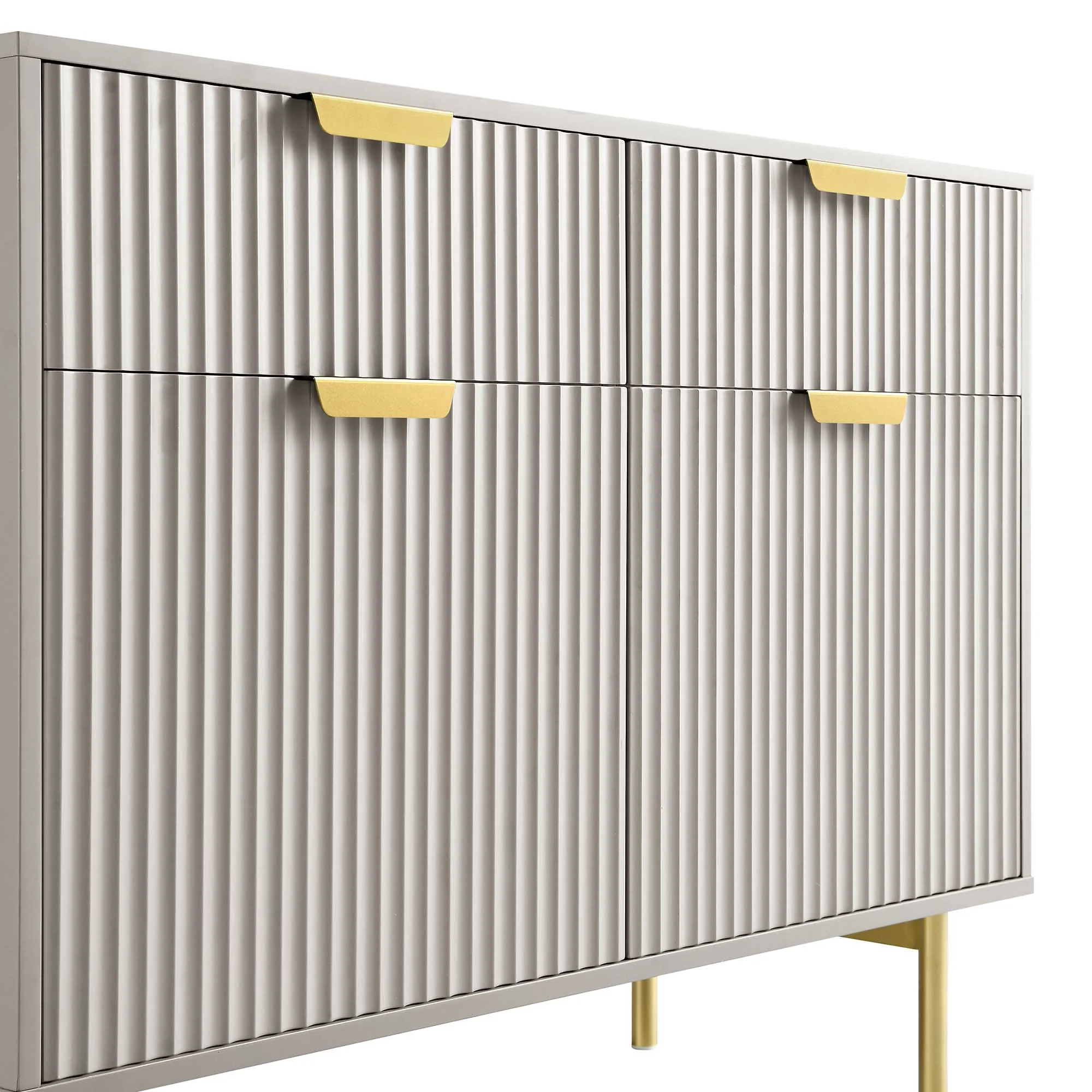 Richmond Ridged 2-Door Cabinet with Drawers, Matte Taupe - Image 10