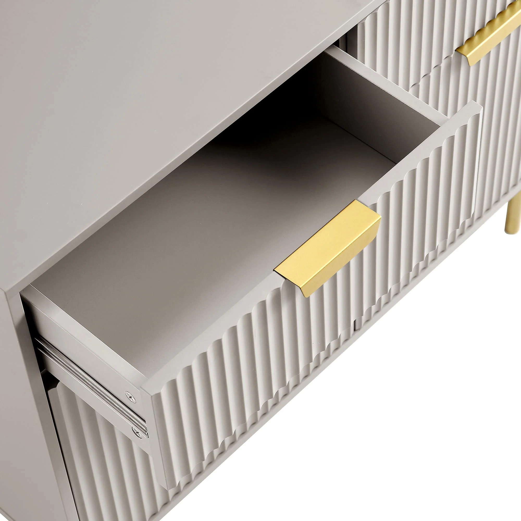 Richmond Ridged 2-Door Cabinet with Drawers, Matte Taupe - Image 11