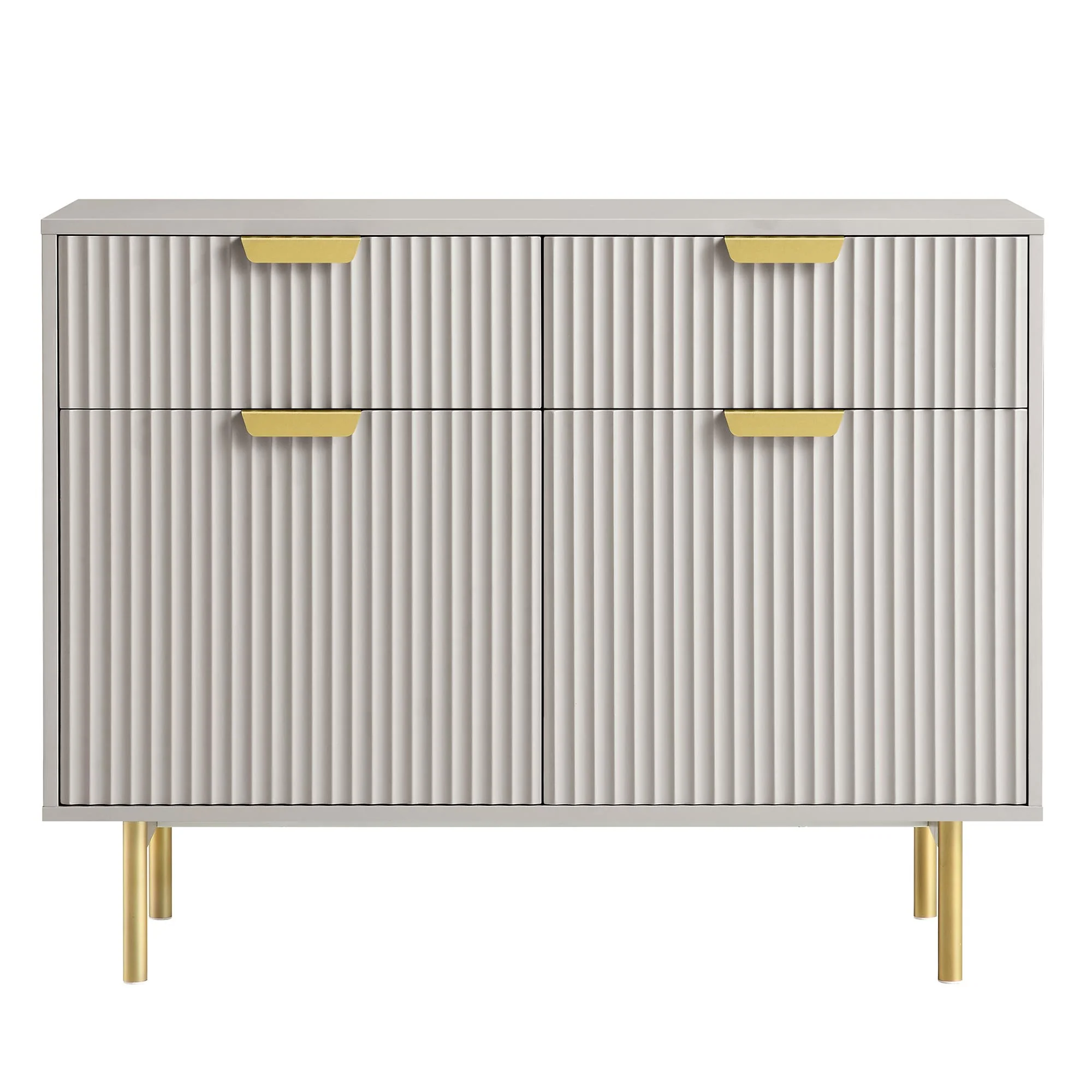 Richmond Ridged 2-Door Cabinet with Drawers, Matte Taupe - Image 4