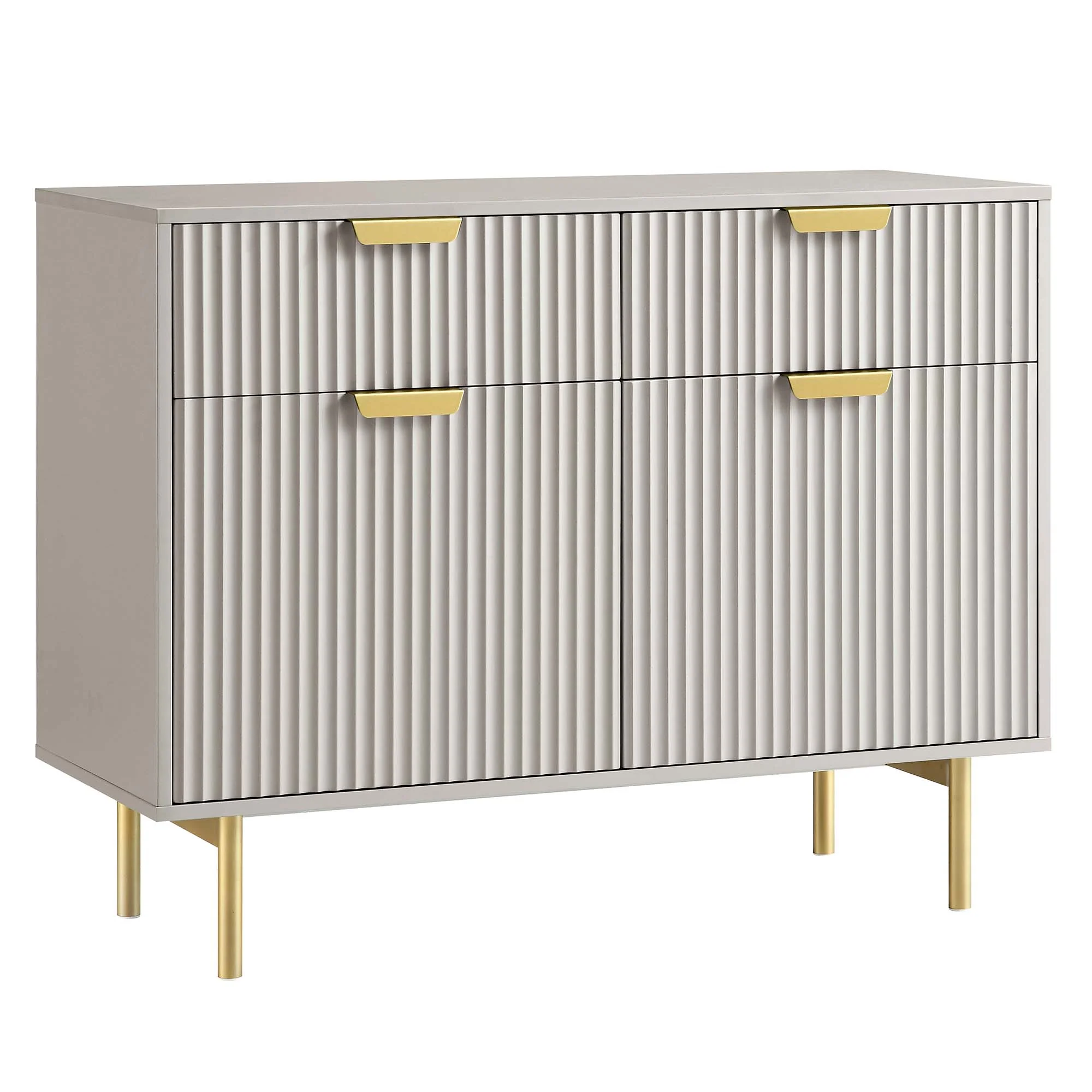 Richmond Ridged 2-Door Cabinet with Drawers, Matte Taupe - Image 5