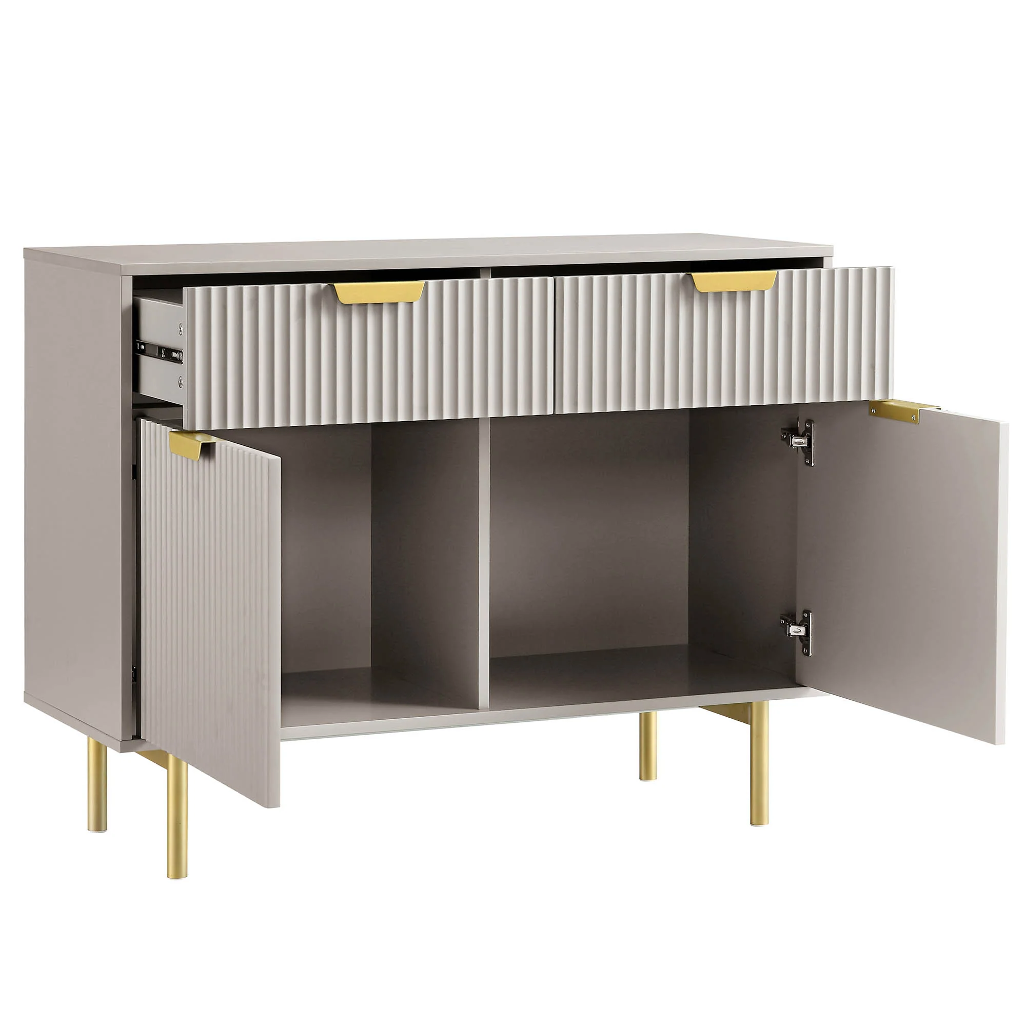 Richmond Ridged 2-Door Cabinet with Drawers, Matte Taupe - Image 7