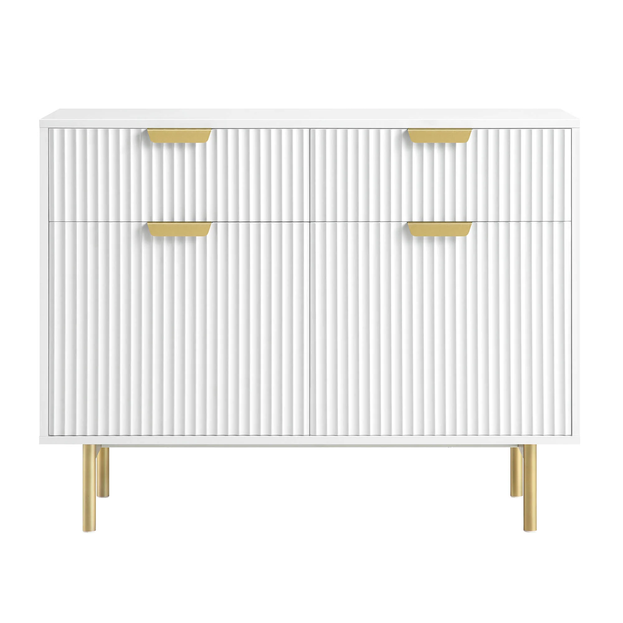 Richmond Ridged 2-Door Cabinet with Drawers, Matte White - Image 3