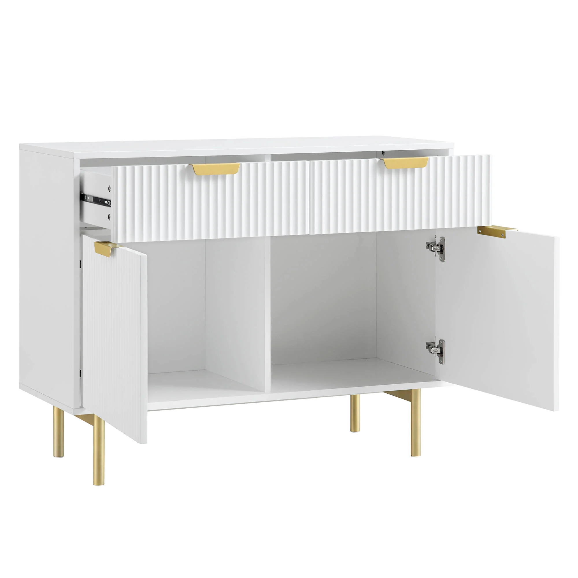 Richmond Ridged 2-Door Cabinet with Drawers, Matte White - Image 4