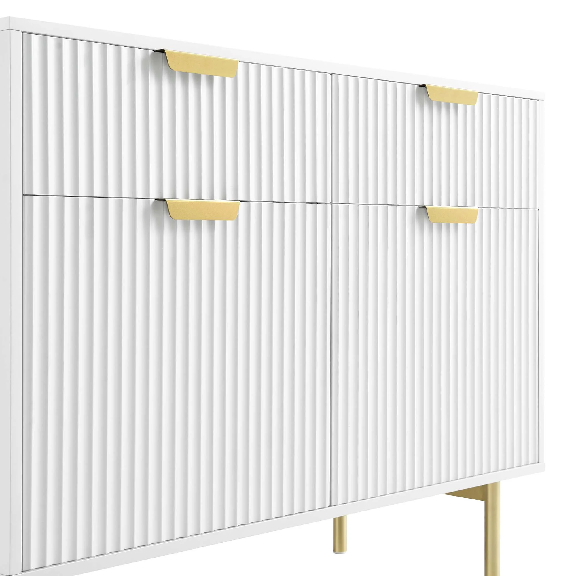 Richmond Ridged 2-Door Cabinet with Drawers, Matte White - Image 9