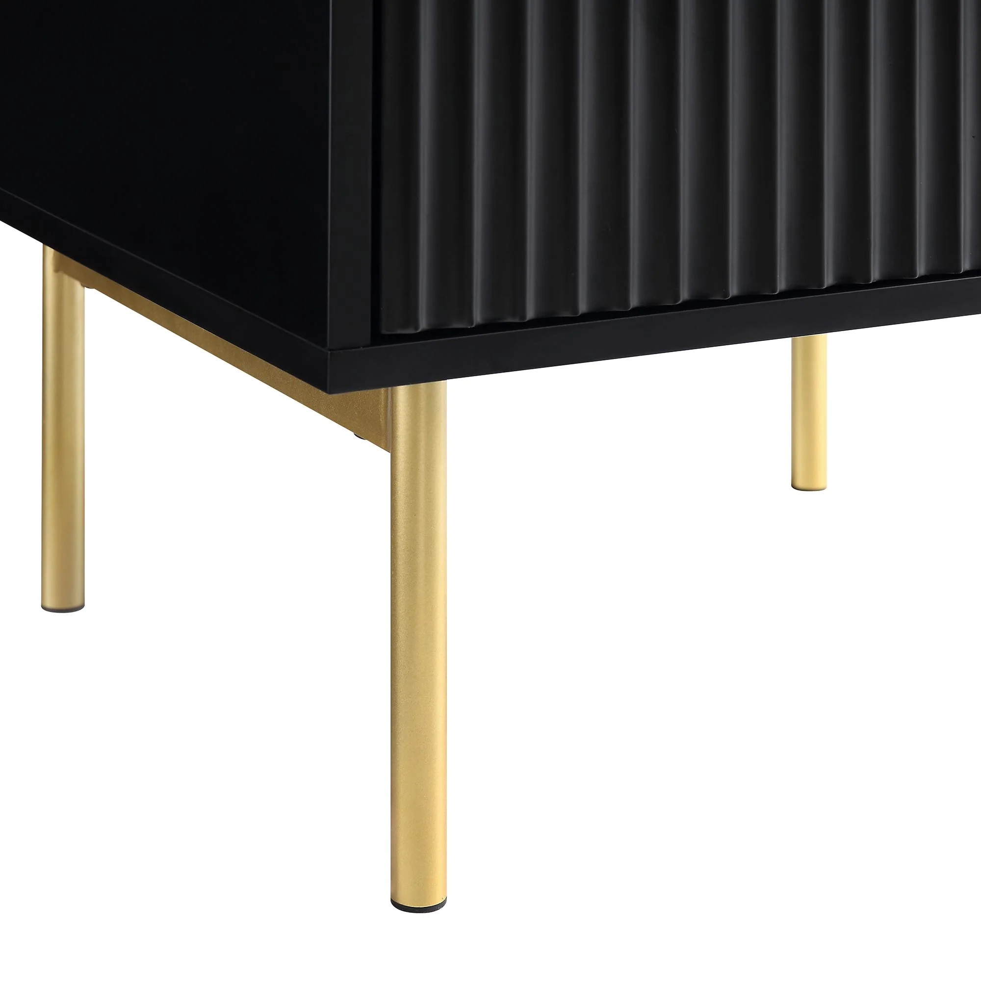Richmond Ridged 2 Drawer Bedside Table, Matte Black - Image 12