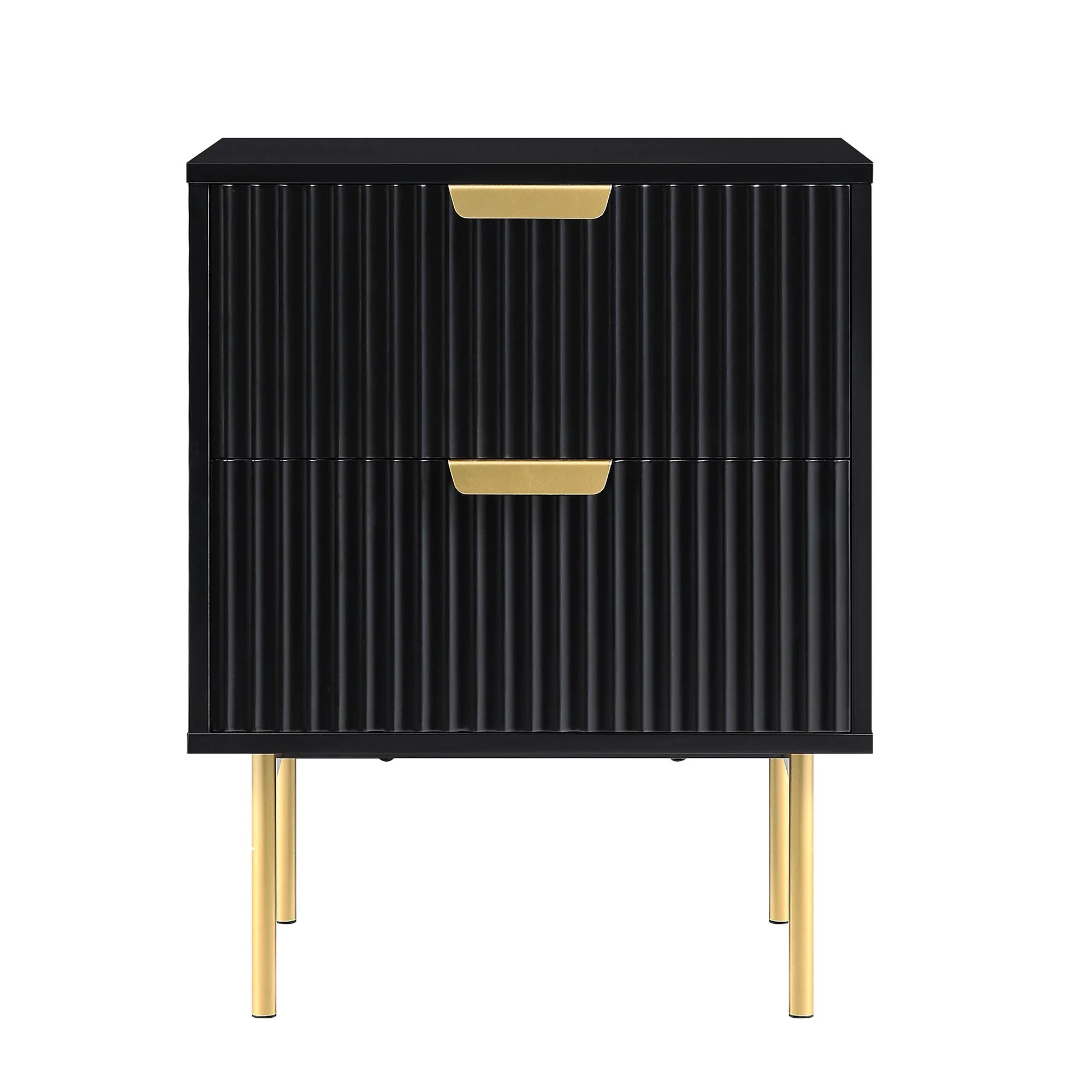 Richmond Ridged 2 Drawer Bedside Table, Matte Black - Image 3