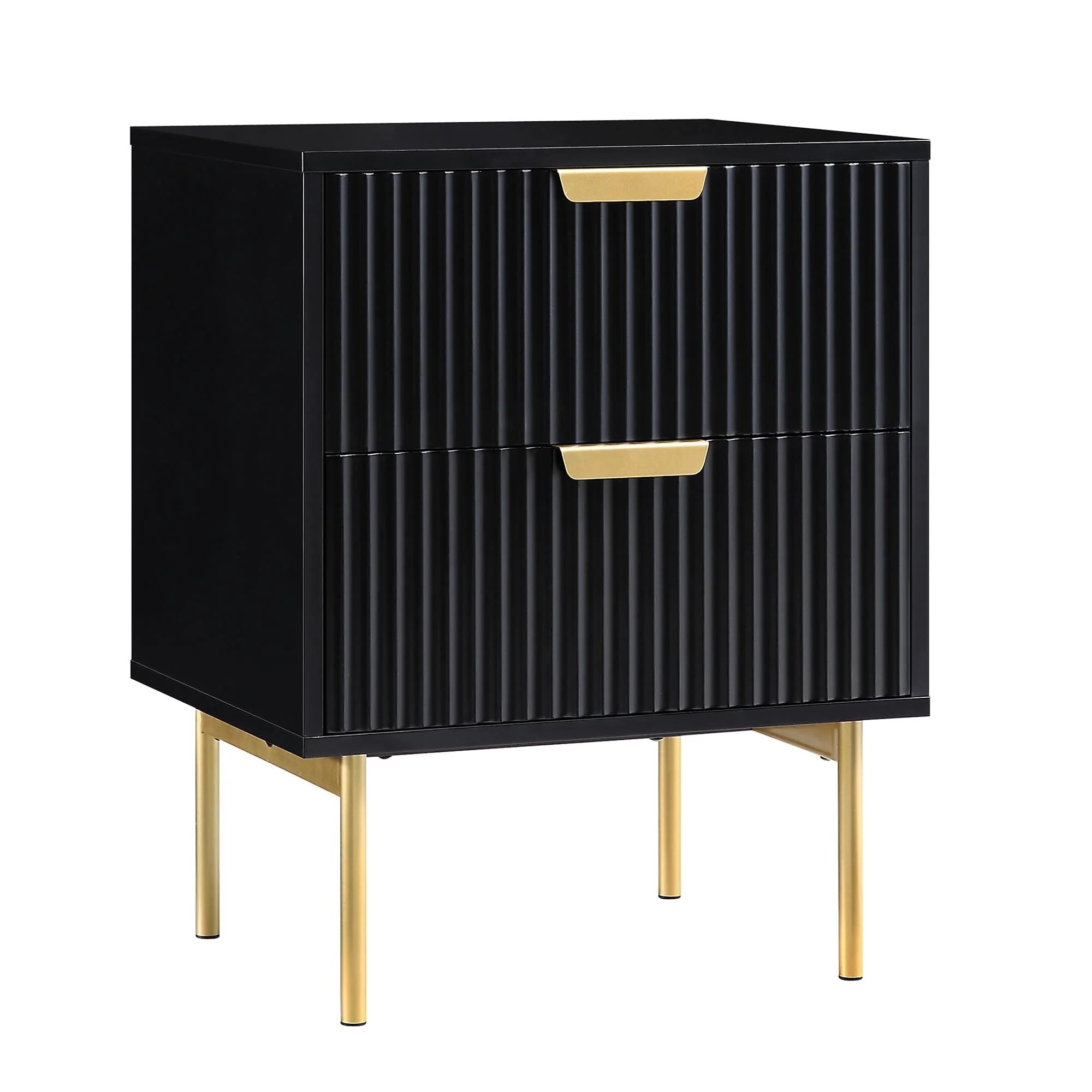 Richmond Ridged 2 Drawer Bedside Table, Matte Black - Image 4