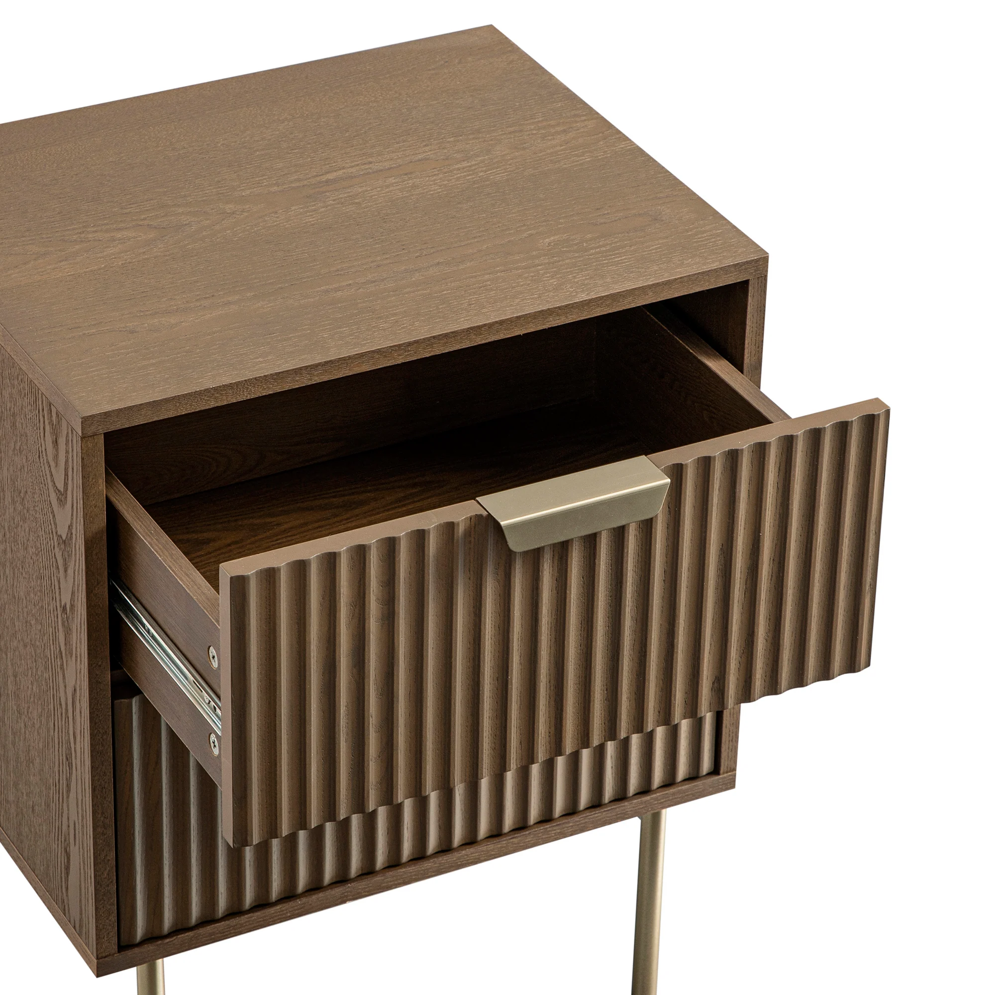 Richmond Ridged 2 Drawer Bedside Table, Dark Ash - Image 13