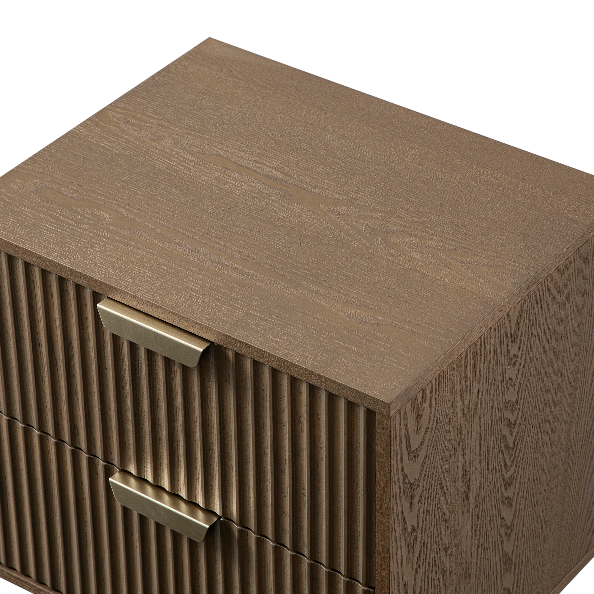 Richmond Ridged 2 Drawer Bedside Table, Dark Ash - Image 14