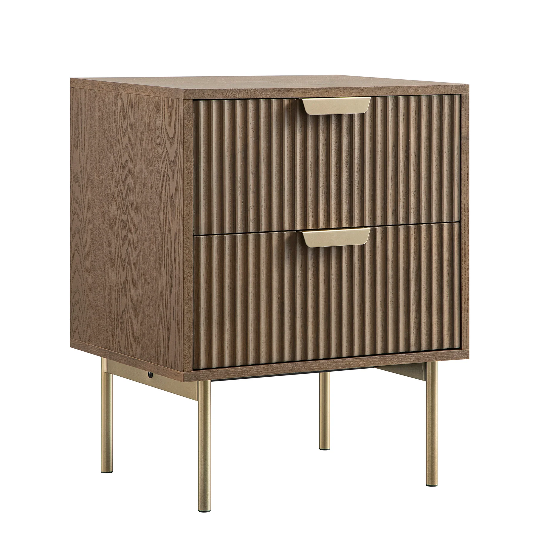 Richmond Ridged 2 Drawer Bedside Table, Dark Ash - Image 7