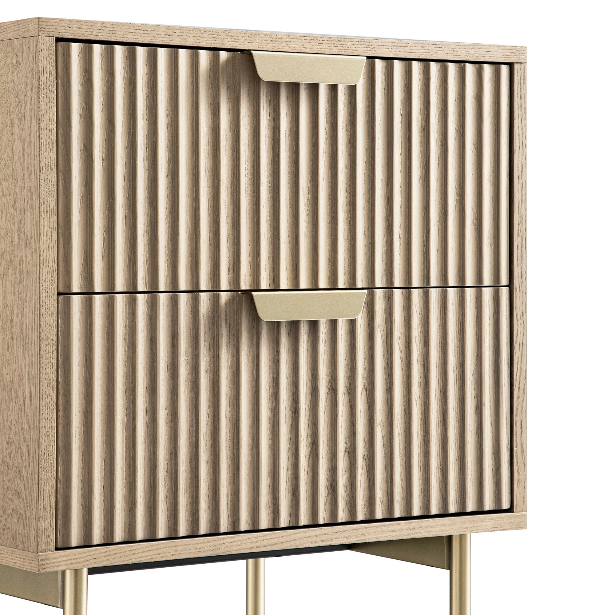 Richmond Ridged 2 Drawer Bedside Table, Light Ash - Image 13