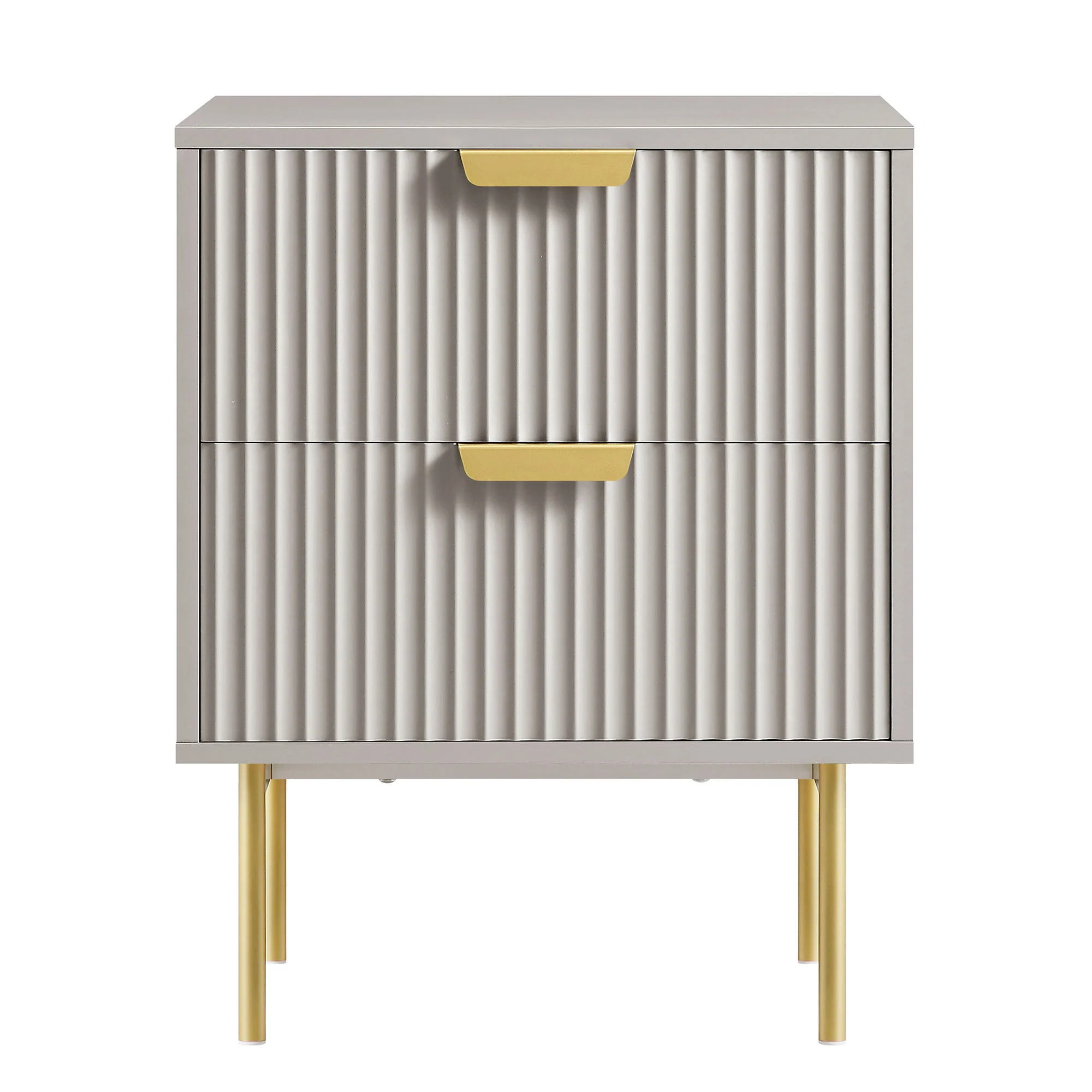 Richmond Ridged 2 Drawer Bedside Table, Matte Taupe - Image 3