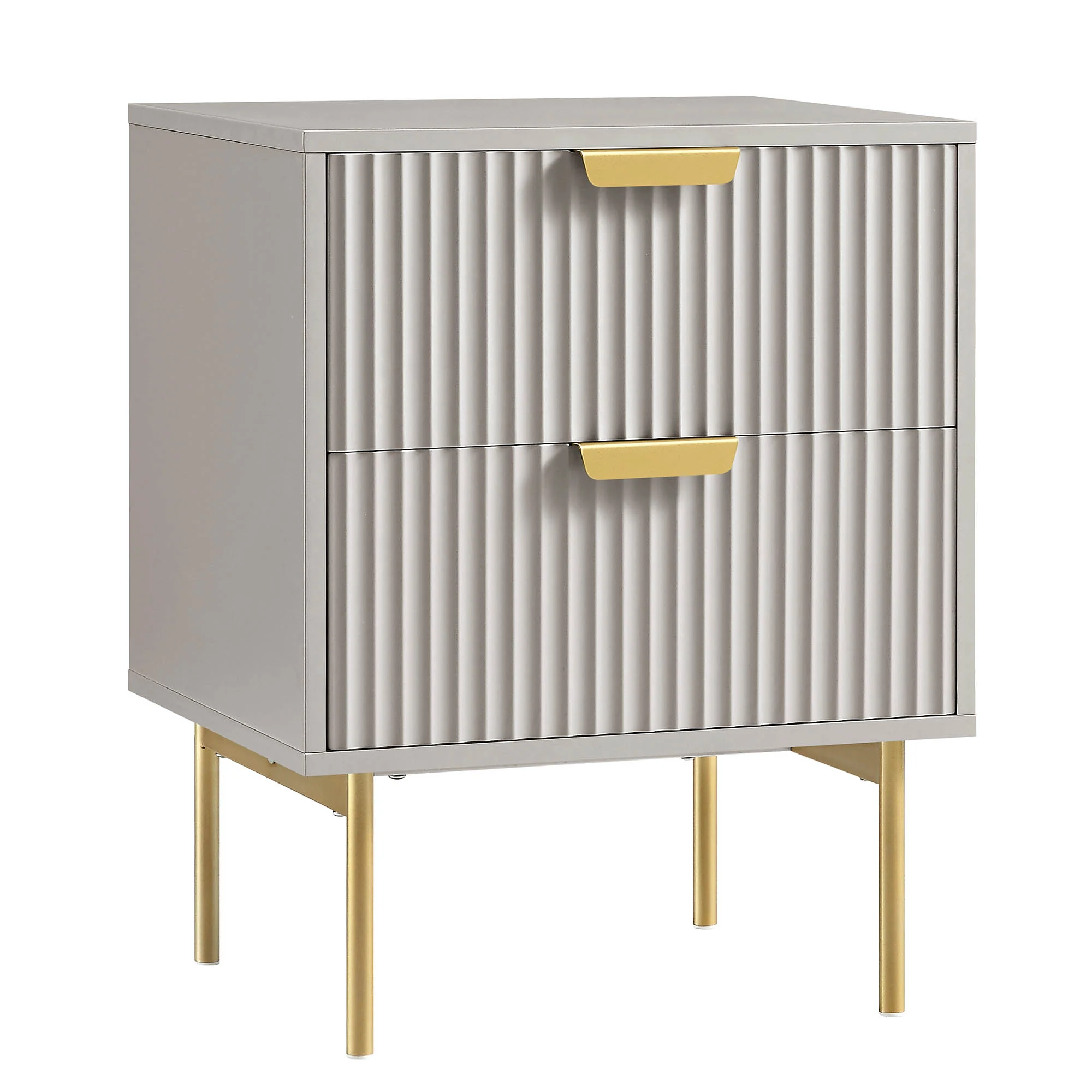 Richmond Ridged 2 Drawer Bedside Table, Matte Taupe - Image 4