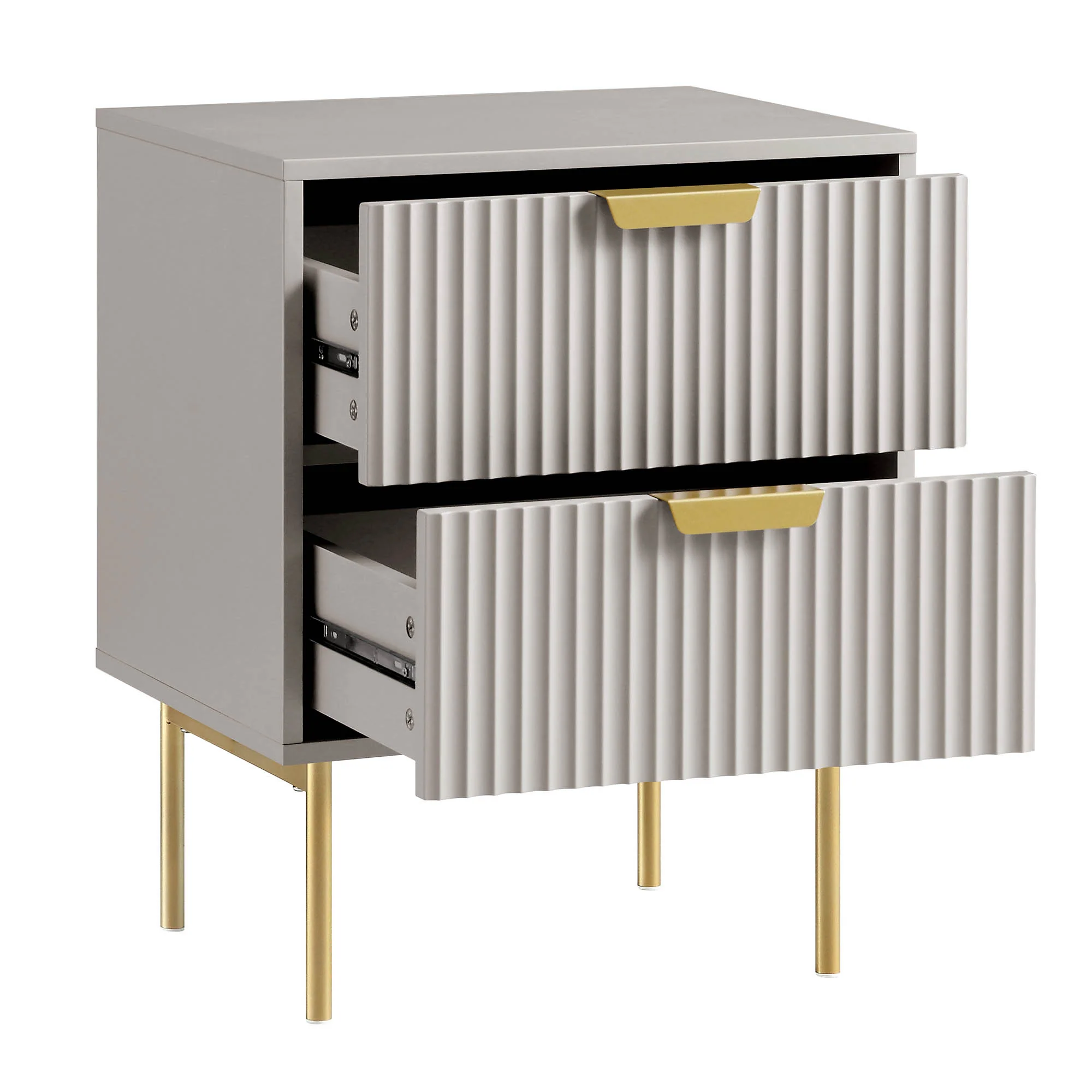 Richmond Ridged 2 Drawer Bedside Table, Matte Taupe - Image 6