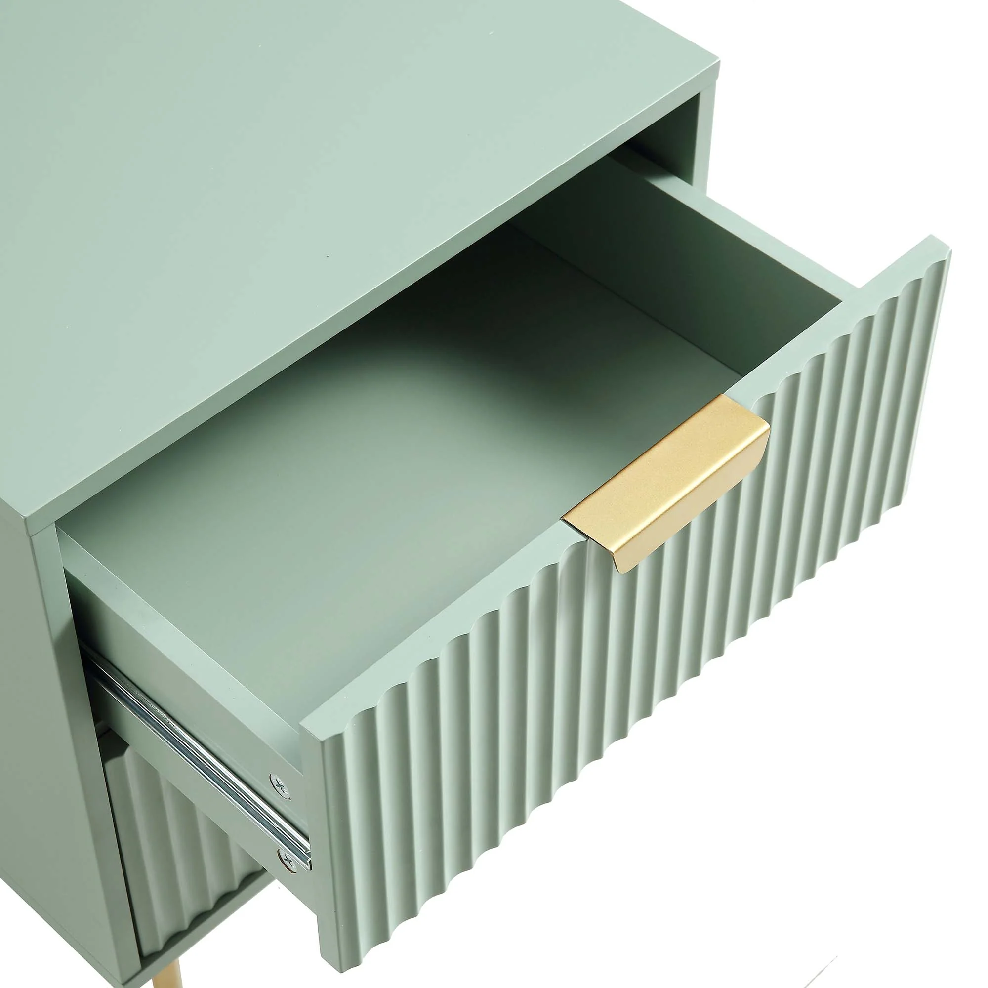 Richmond Ridged 2 Drawer Bedside Table, Matte Sage Green - Image 10