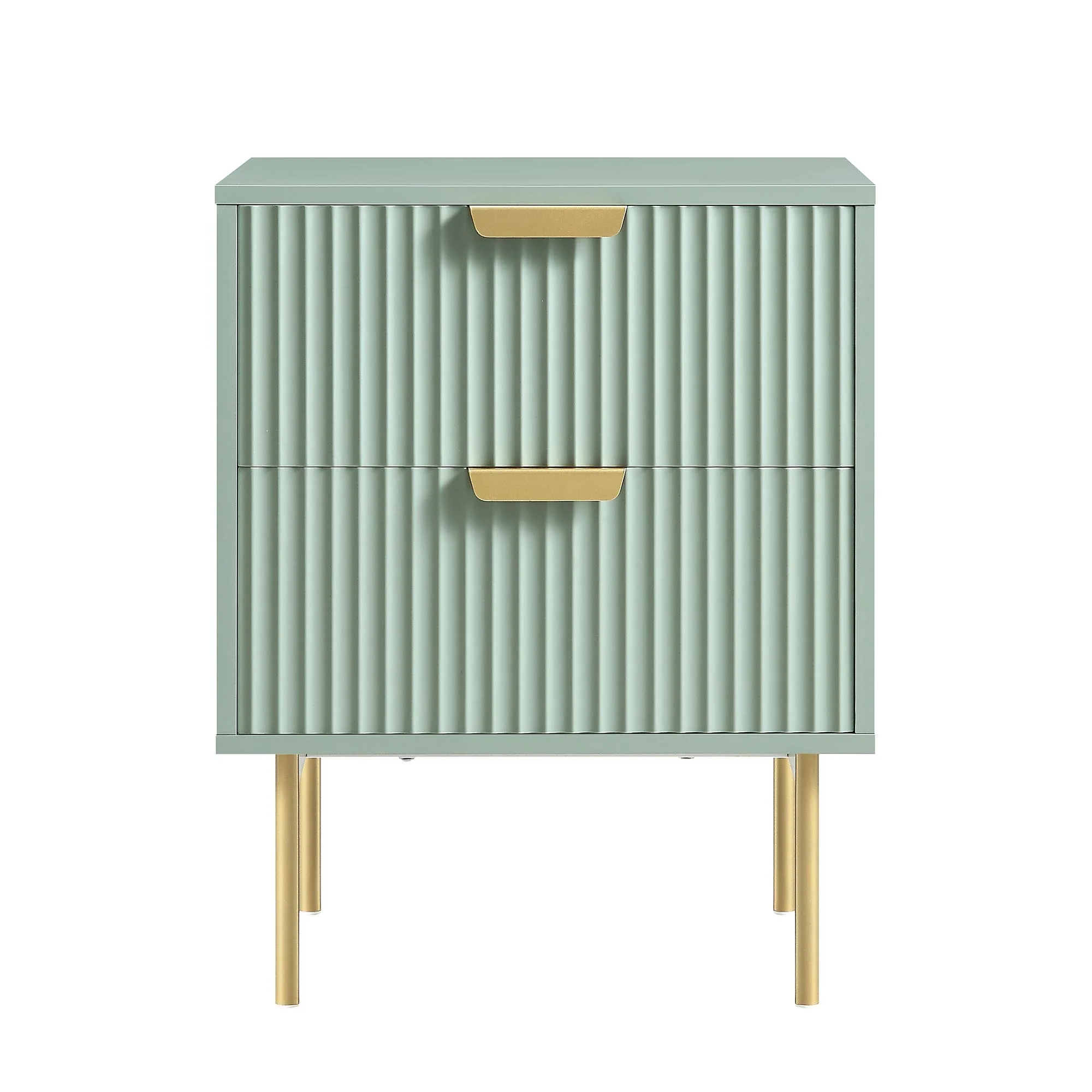 Richmond Ridged 2 Drawer Bedside Table, Matte Sage Green - Image 3