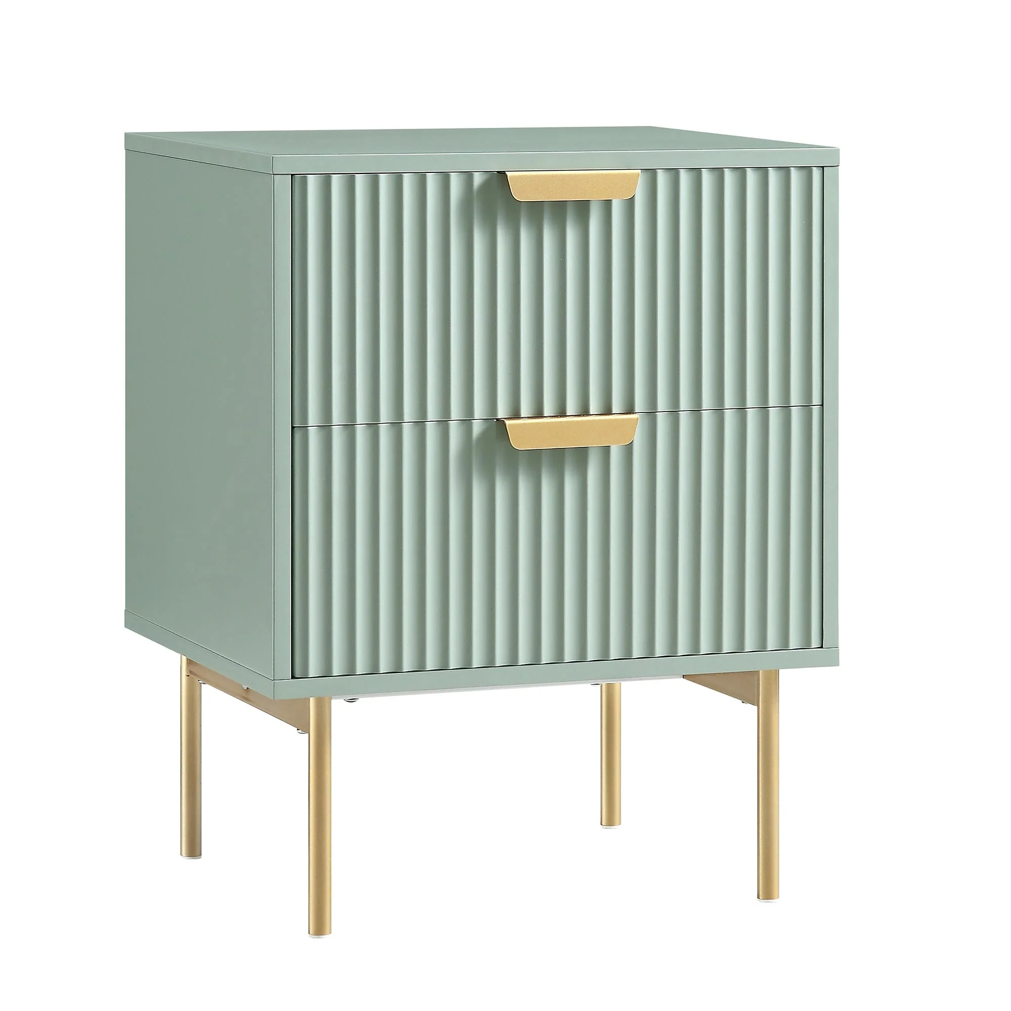 Richmond Ridged 2 Drawer Bedside Table, Matte Sage Green - Image 4