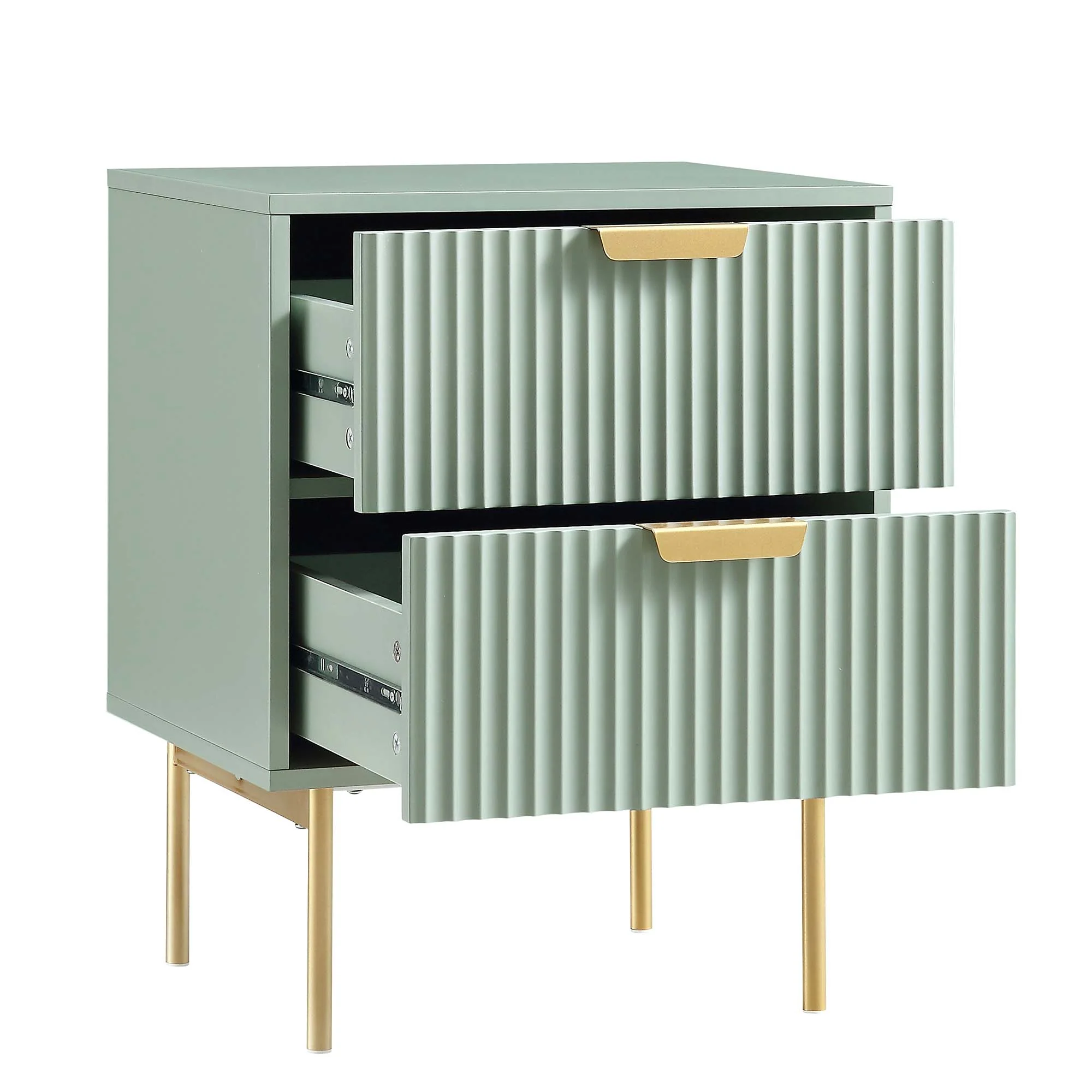 Richmond Ridged 2 Drawer Bedside Table, Matte Sage Green - Image 6