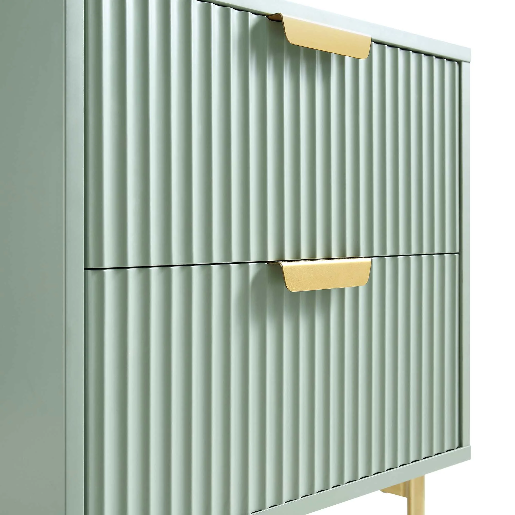 Richmond Ridged 2 Drawer Bedside Table, Matte Sage Green - Image 9