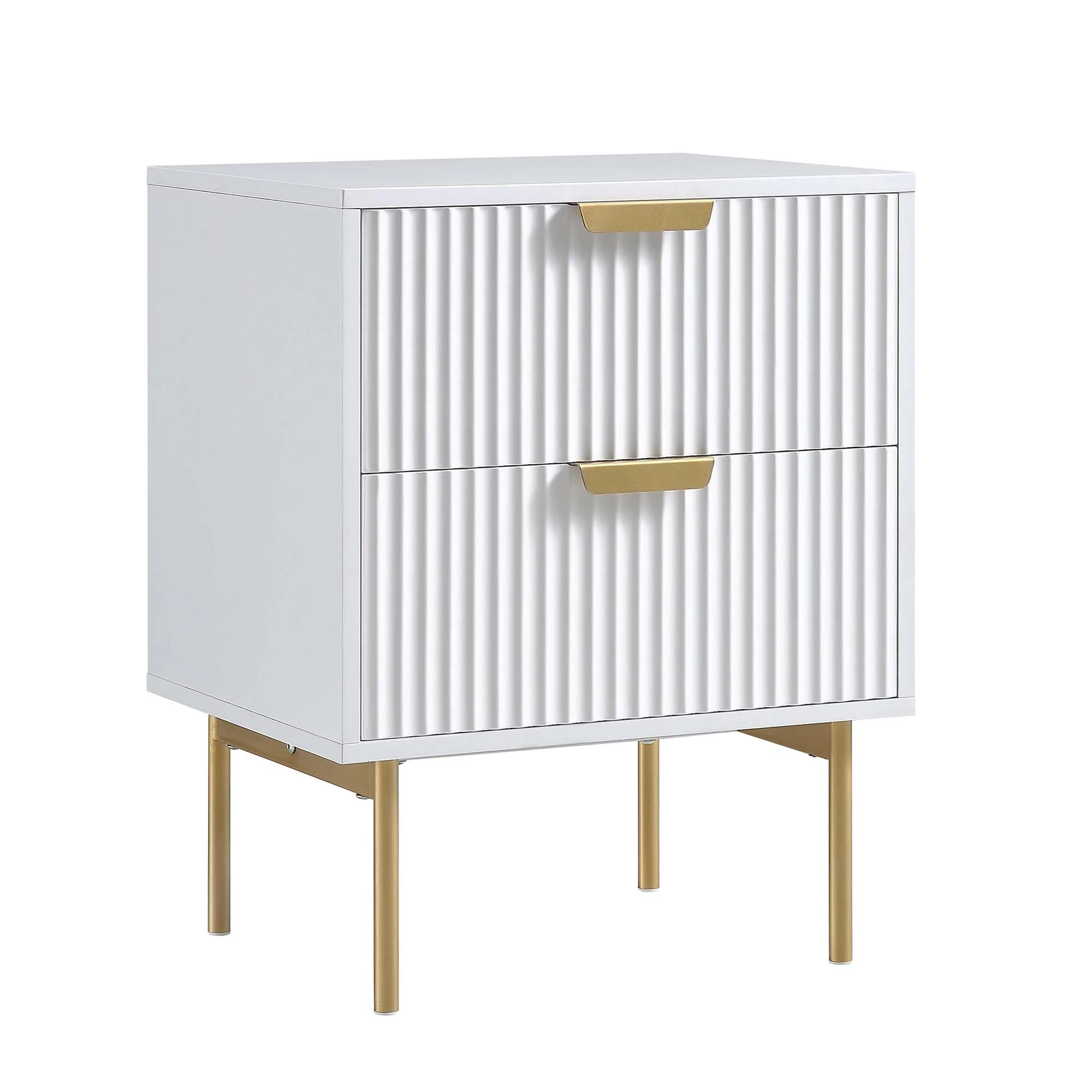 Richmond Ridged 2 Drawer Bedside Table, Matte White - Image 4