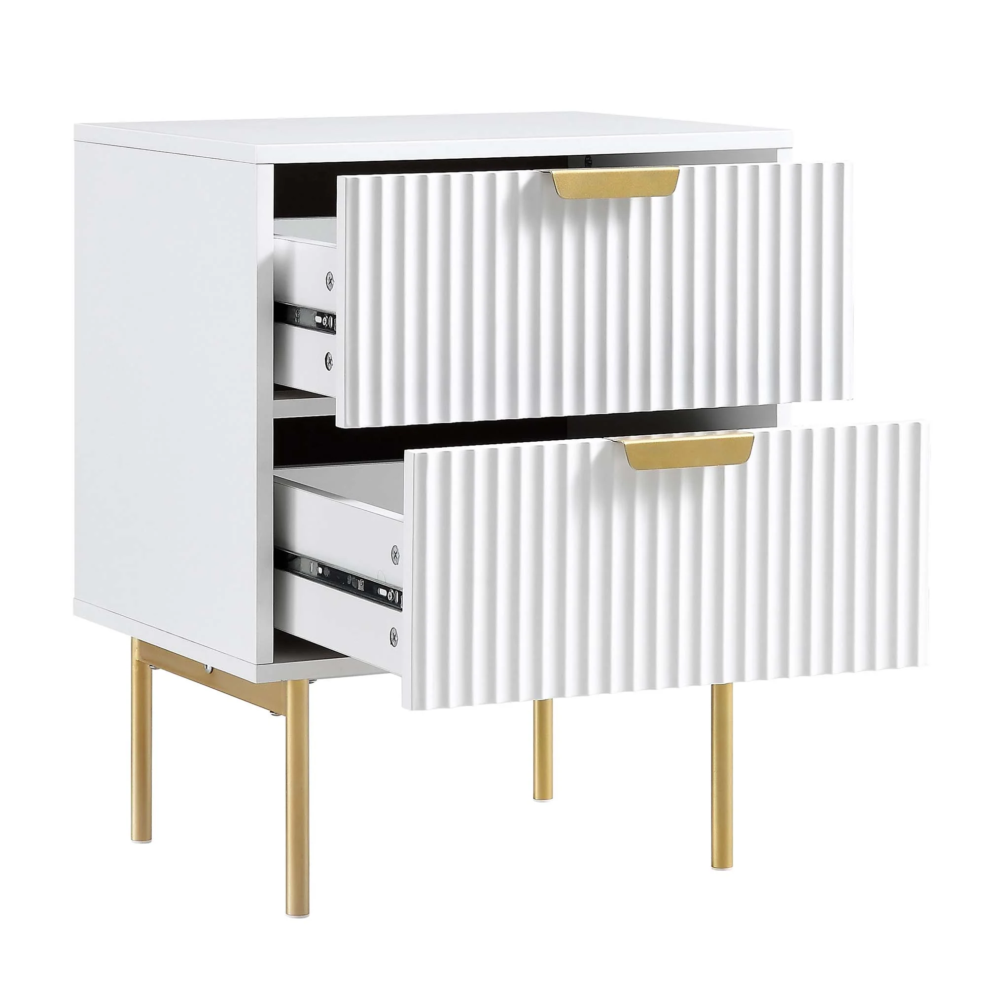 Richmond Ridged 2 Drawer Bedside Table, Matte White - Image 6
