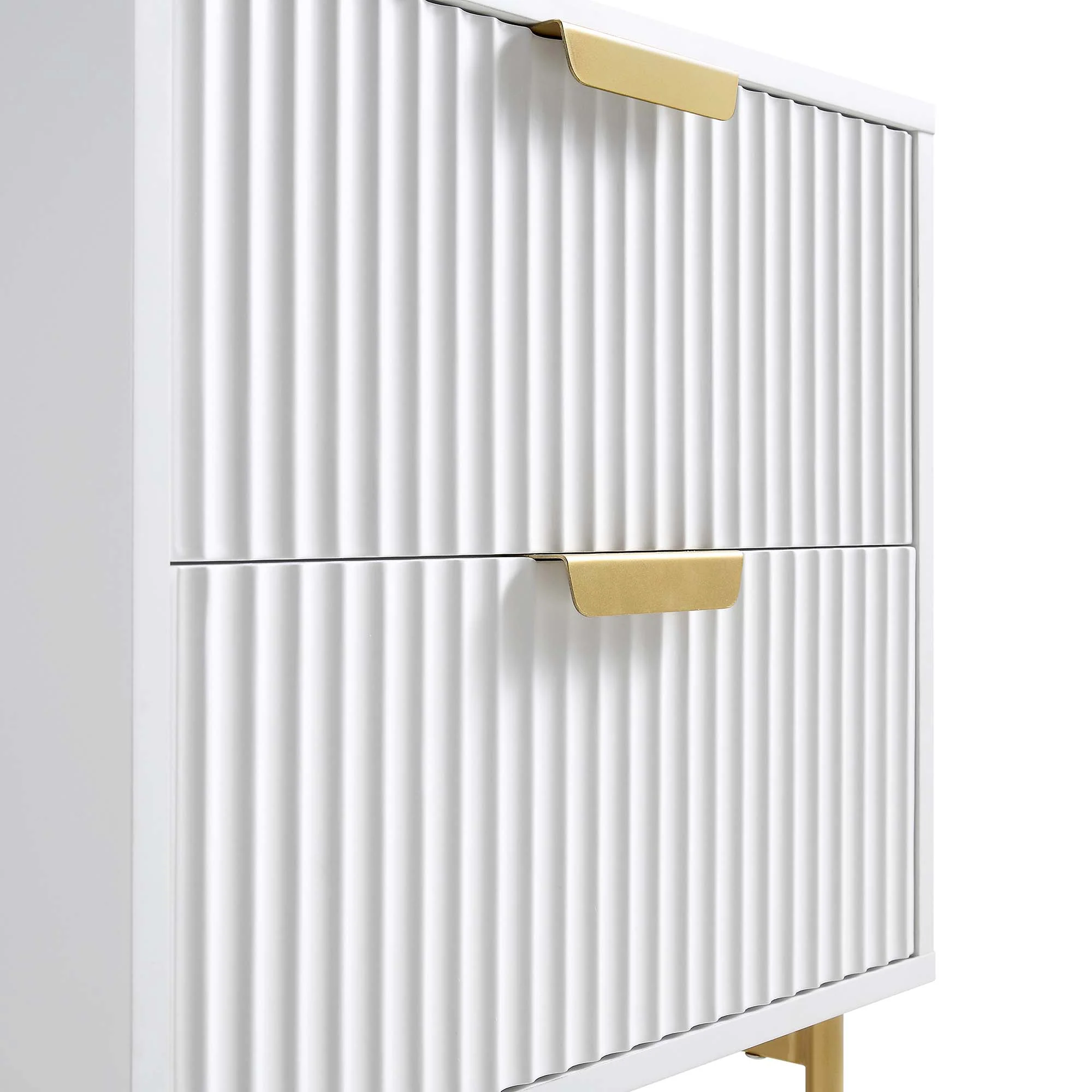 Richmond Ridged 2 Drawer Bedside Table, Matte White - Image 9