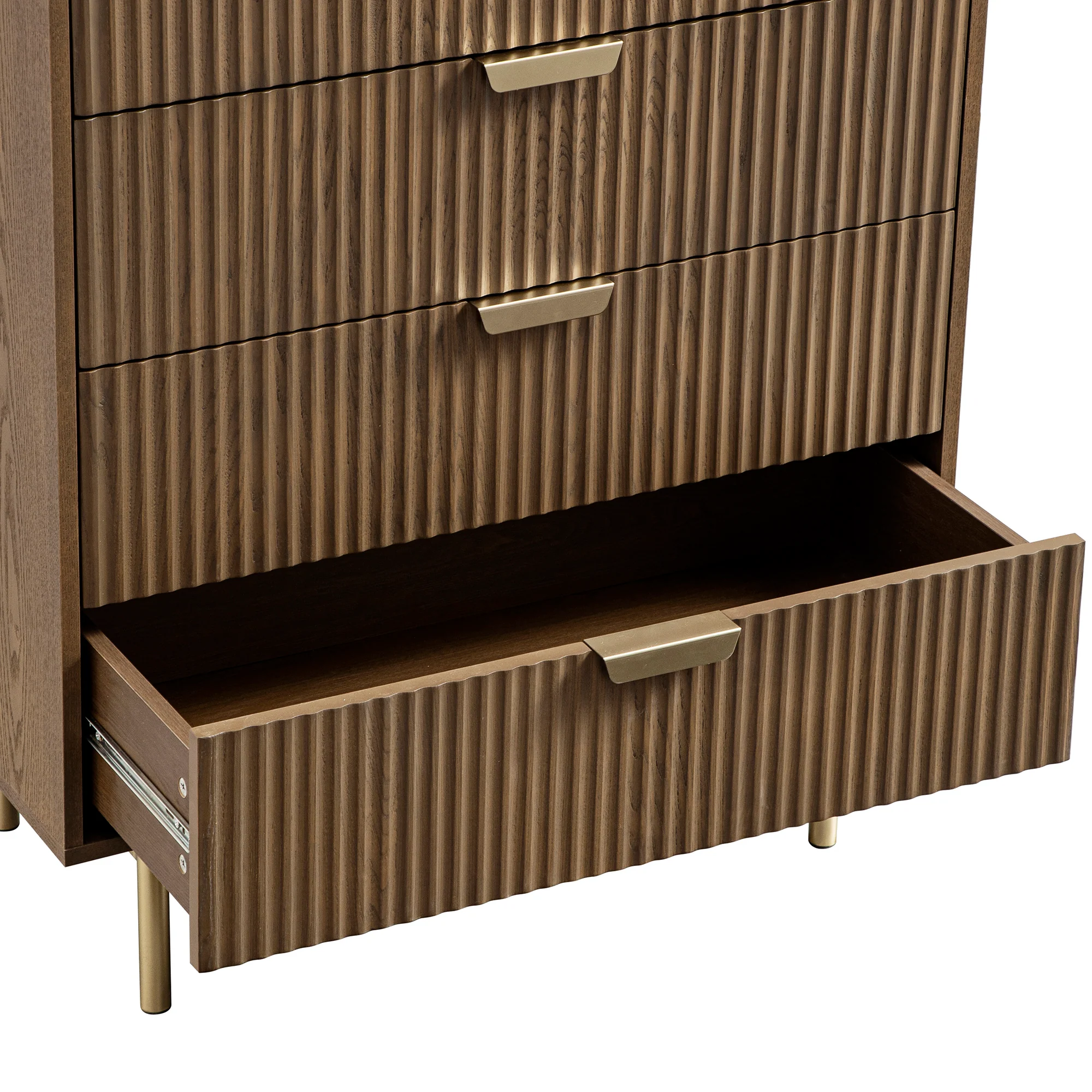 Richmond Ridged Chest of 5 Drawers, Dark Ash - Image 15