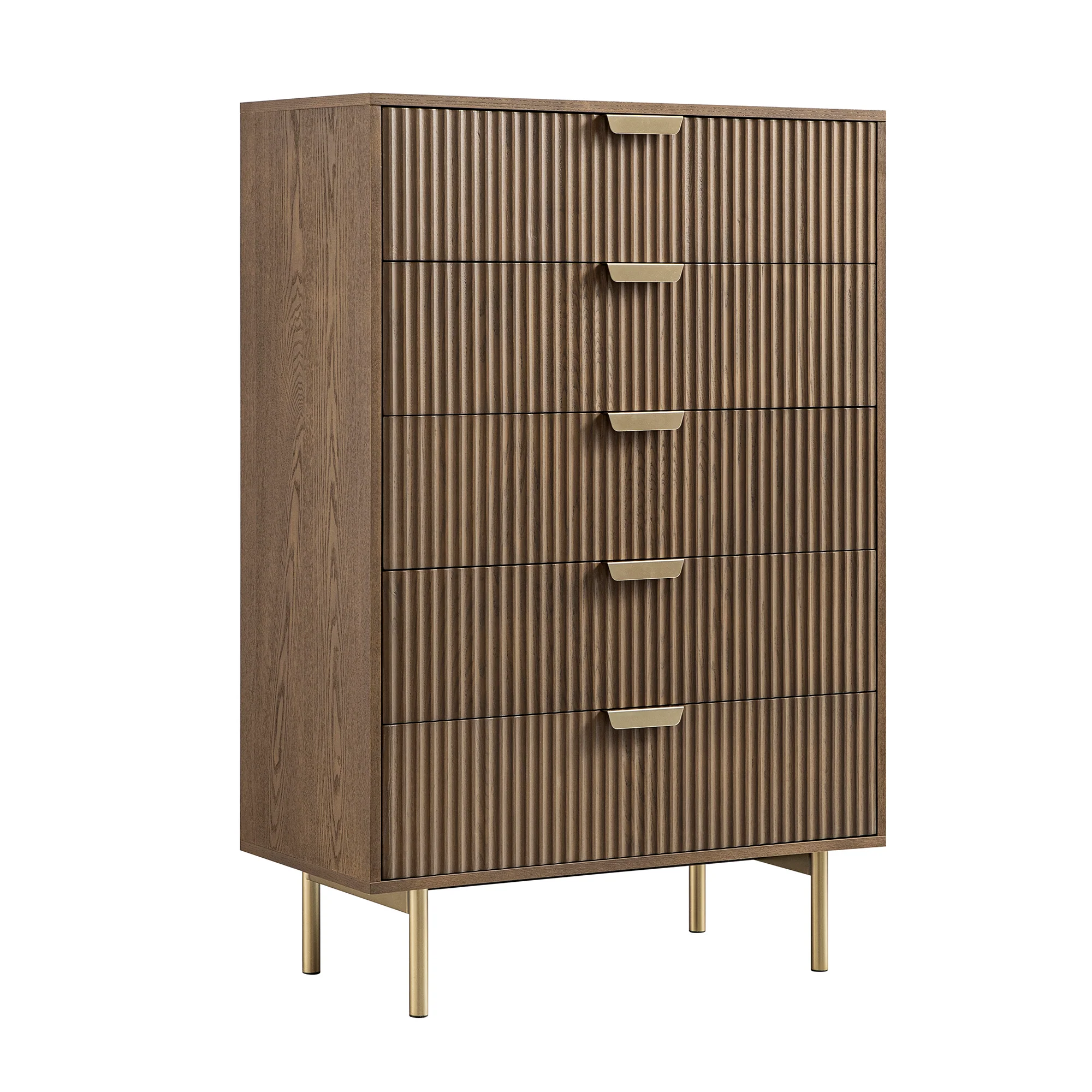 Richmond Ridged Chest of 5 Drawers, Dark Ash - Image 8