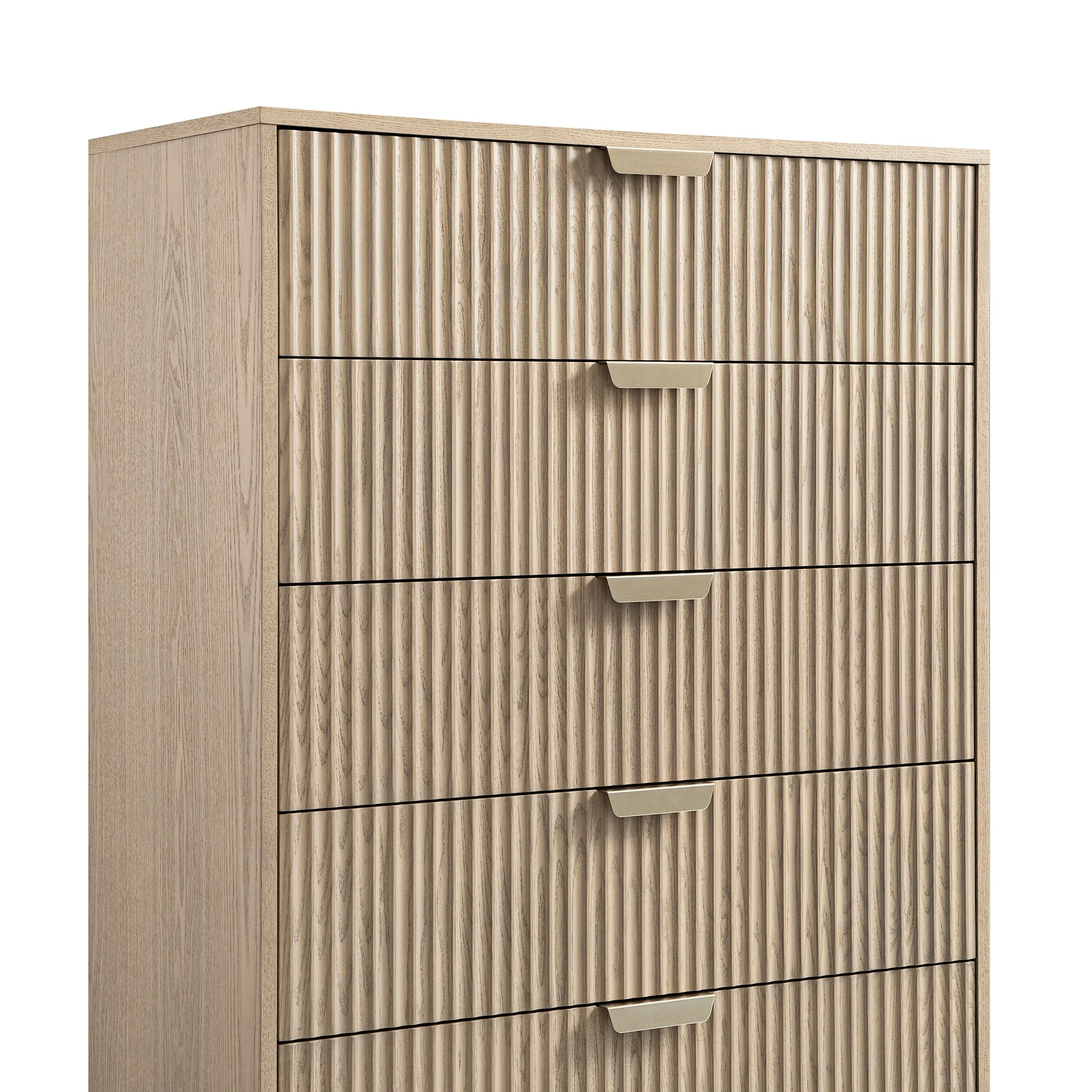 Richmond Ridged Chest of 5 Drawers, Light Ash - Image 12