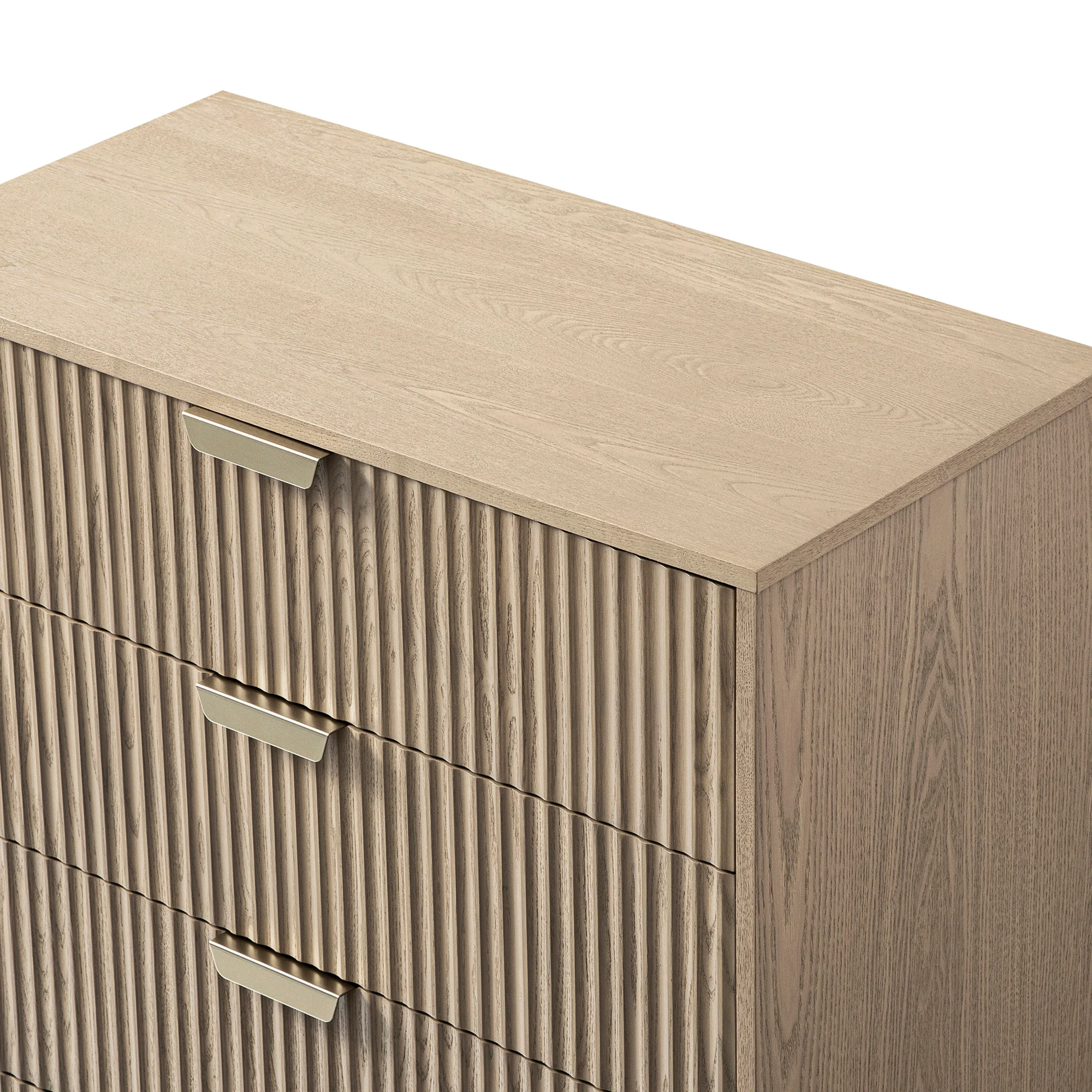 Richmond Ridged Chest of 5 Drawers, Light Ash - Image 14