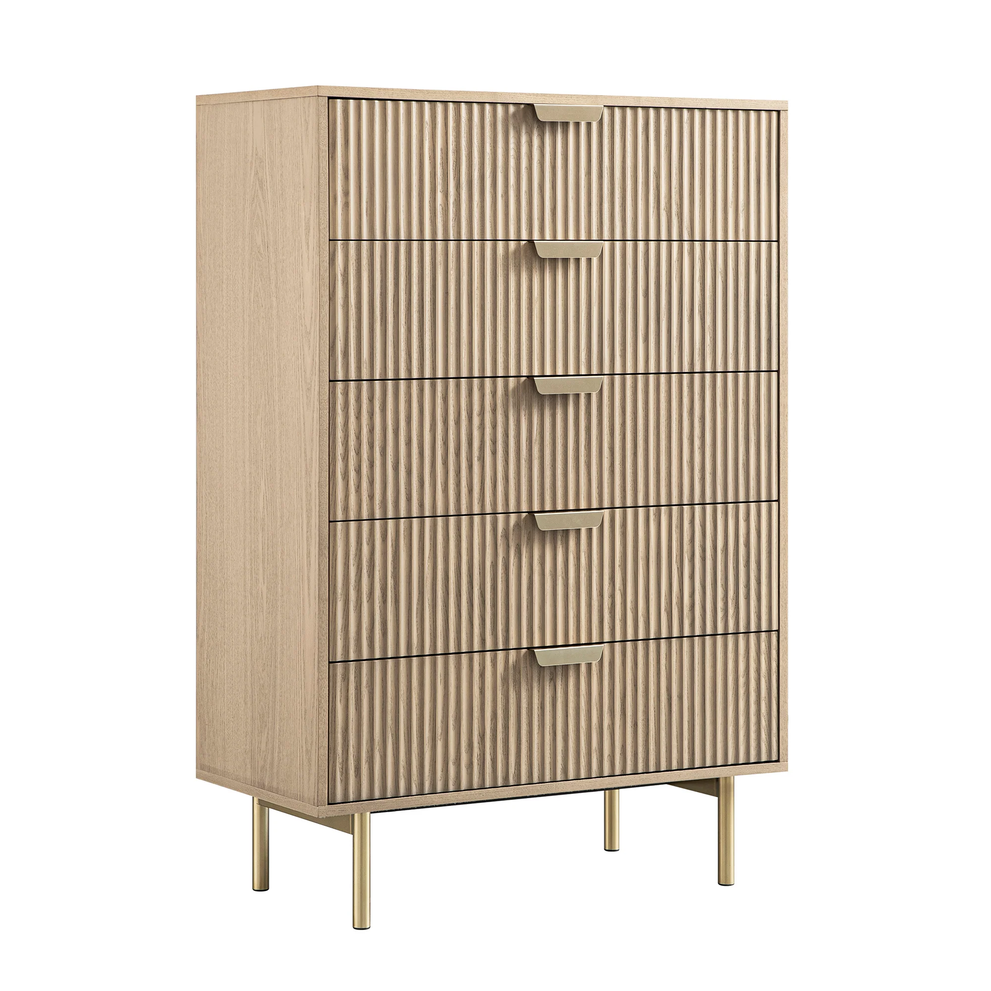 Richmond Ridged Chest of 5 Drawers, Light Ash - Image 7