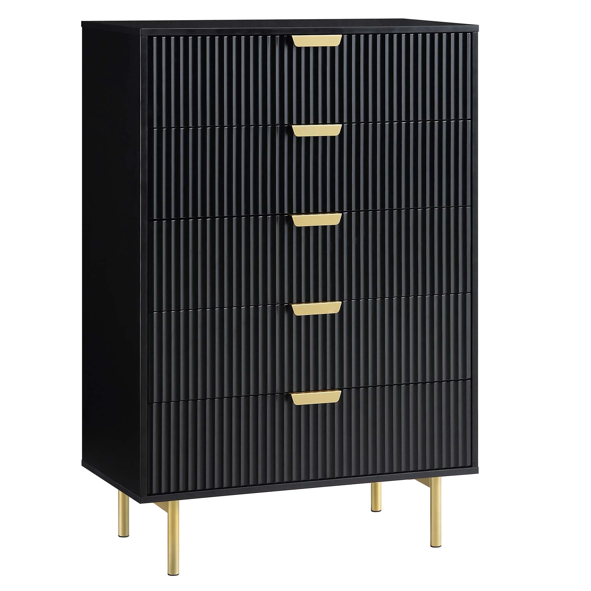 Richmond Ridged Chest of 5 Drawers, Matte Black - Image 6