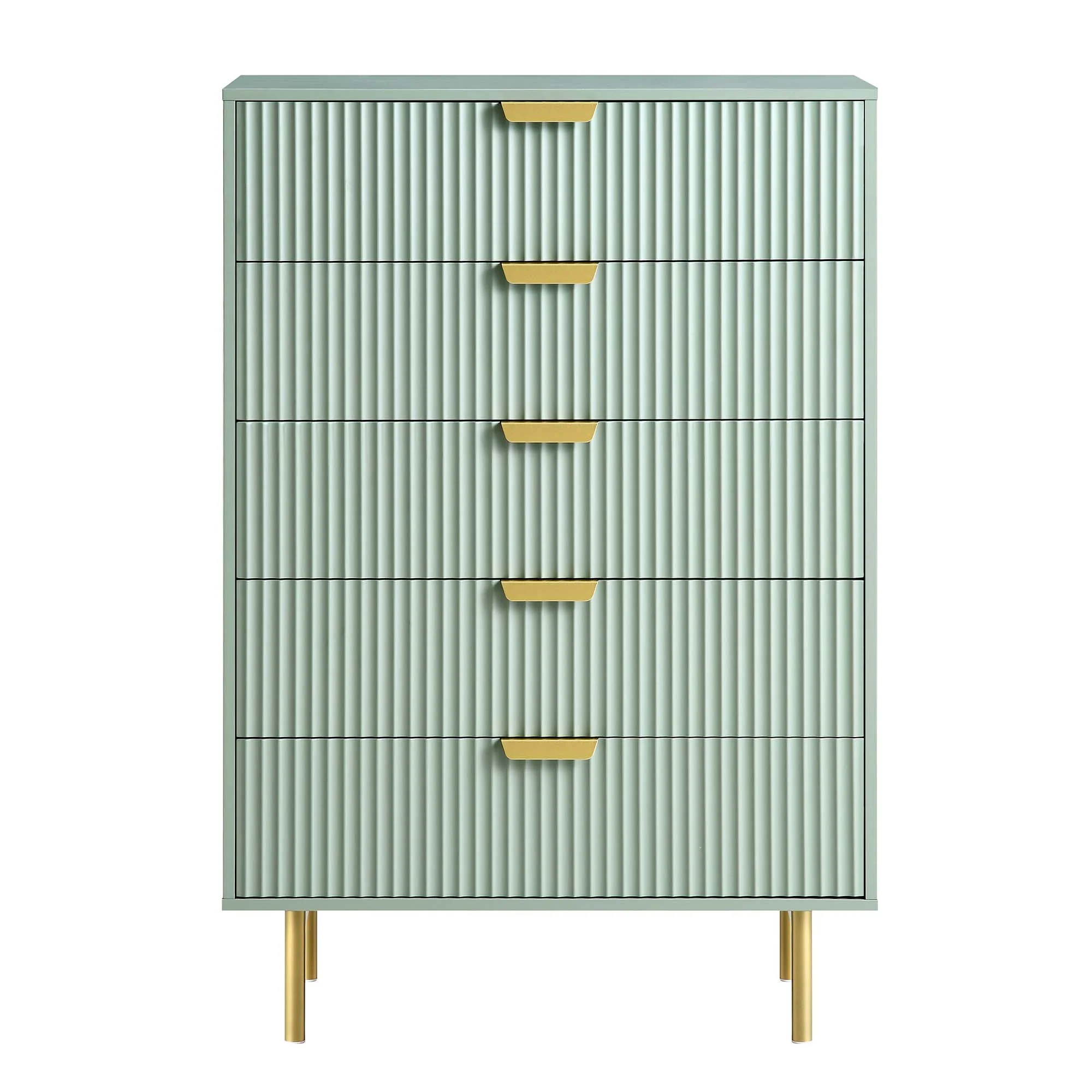 Richmond Ridged Chest of 5 Drawers, Matte Sage Green - Image 4