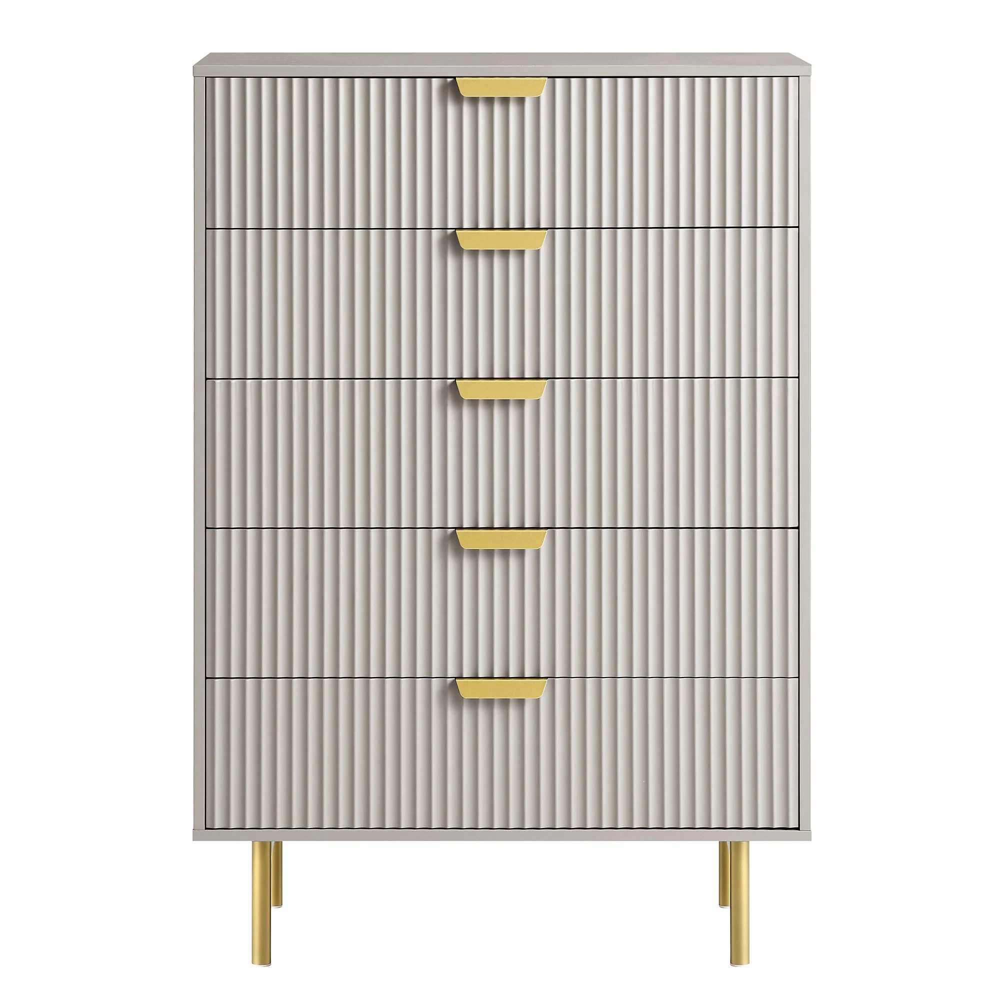 Richmond Ridged Chest of 5 Drawers, Matte Taupe - Image 5