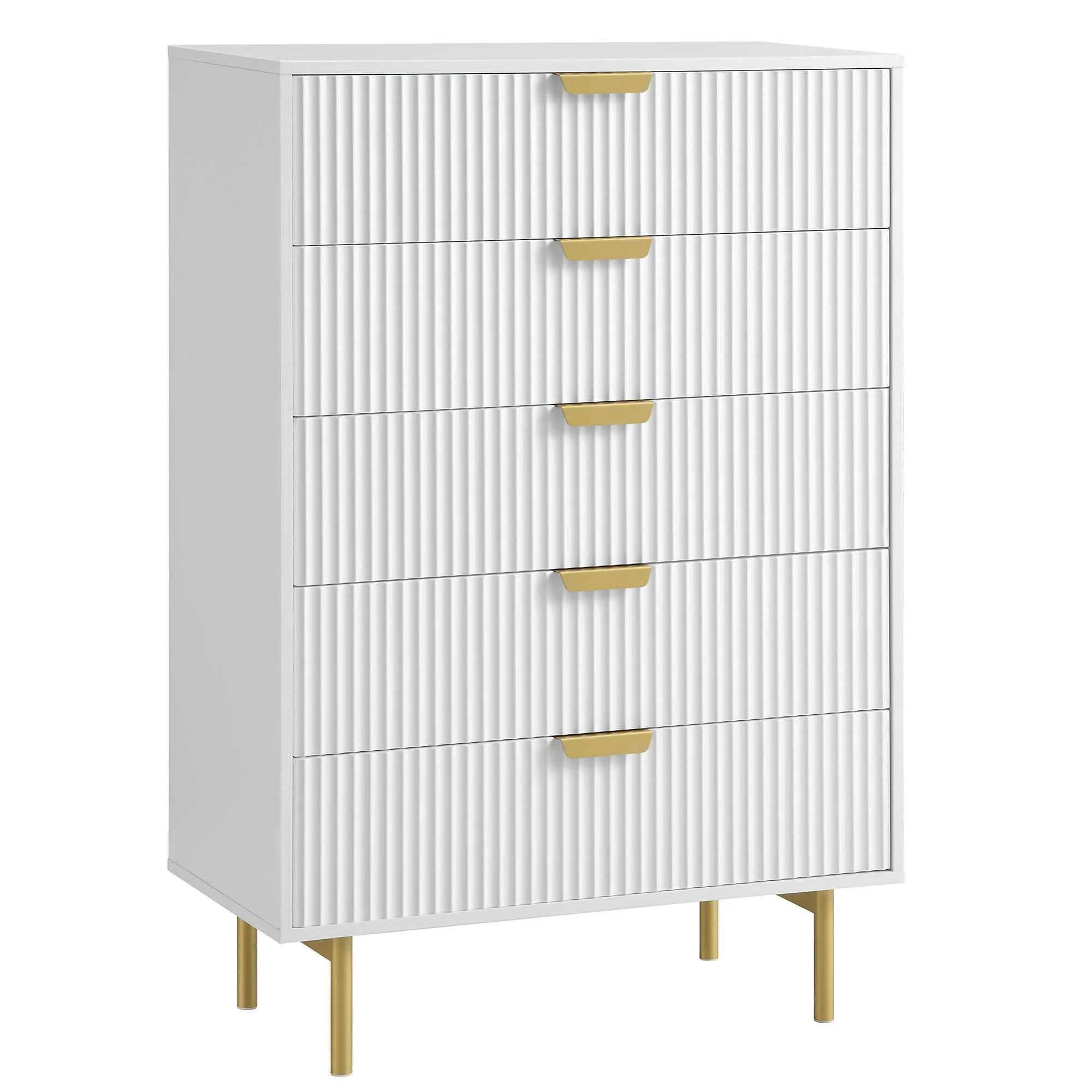 Richmond Ridged Chest of 5 Drawers, Matte White - Image 7