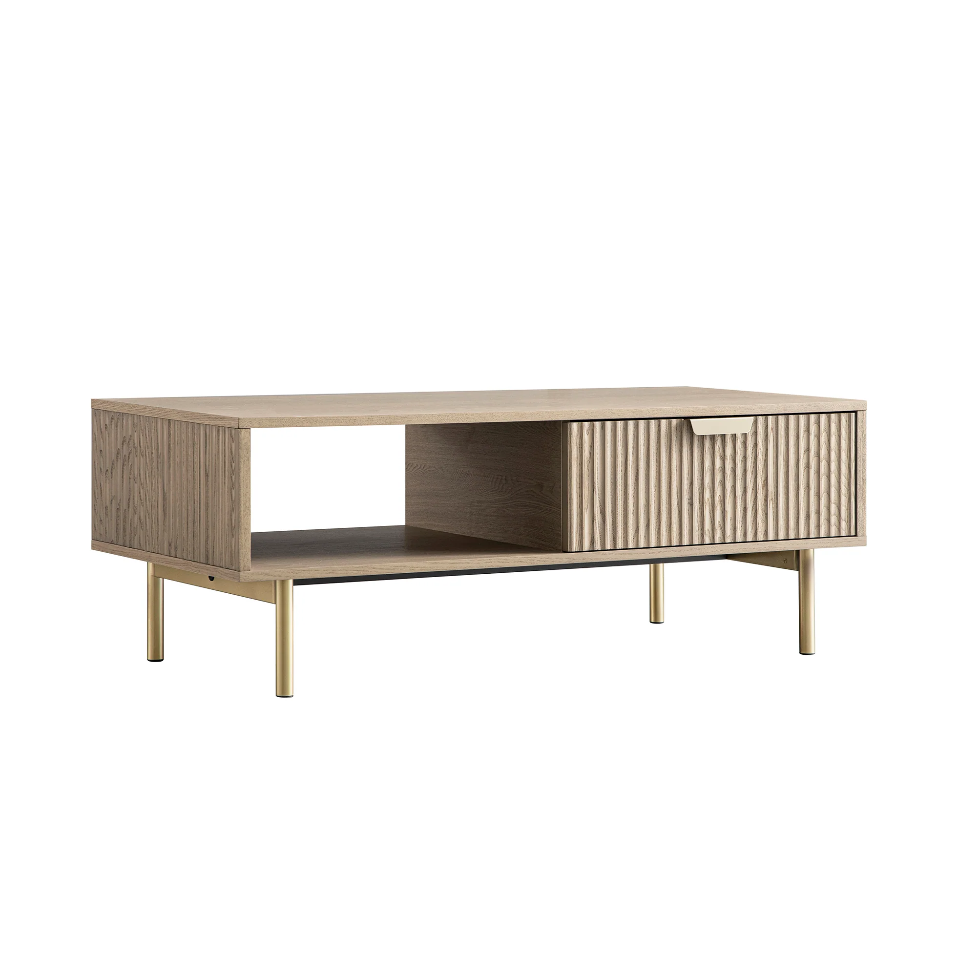 Richmond Ridged Coffee Table with Drawer, Light Ash - Image 10