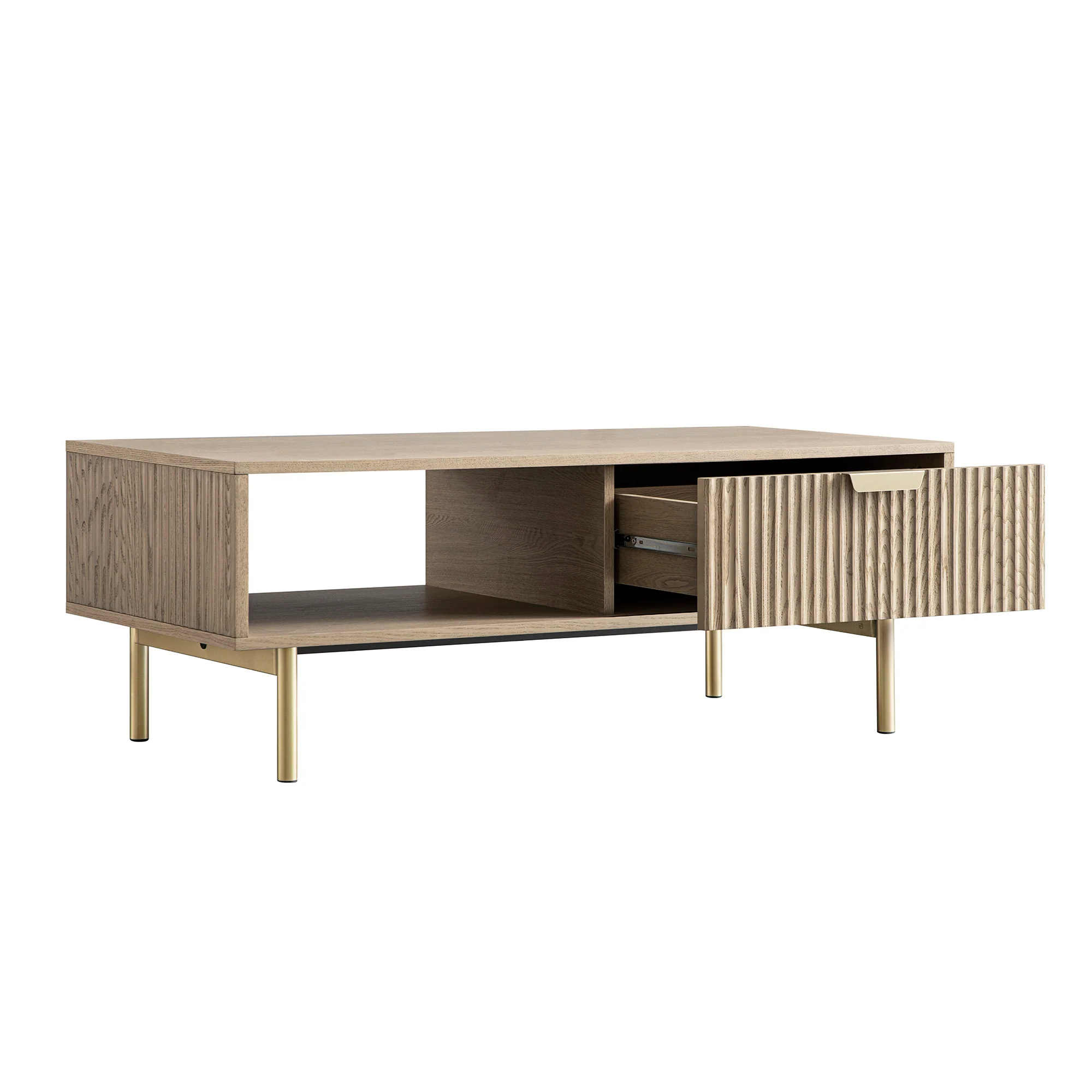 Richmond Ridged Coffee Table with Drawer, Light Ash - Image 12