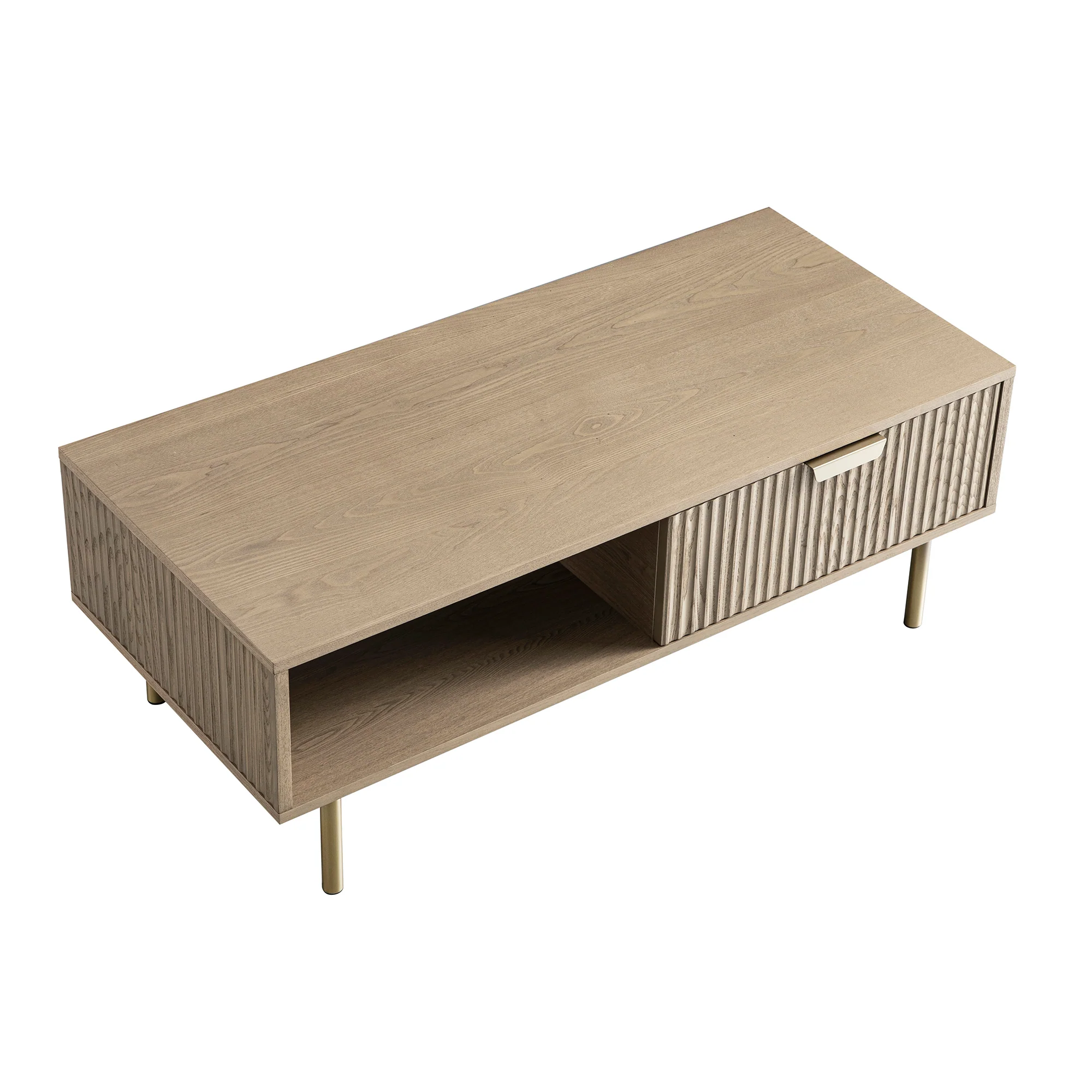 Richmond Ridged Coffee Table with Drawer, Light Ash - Image 13