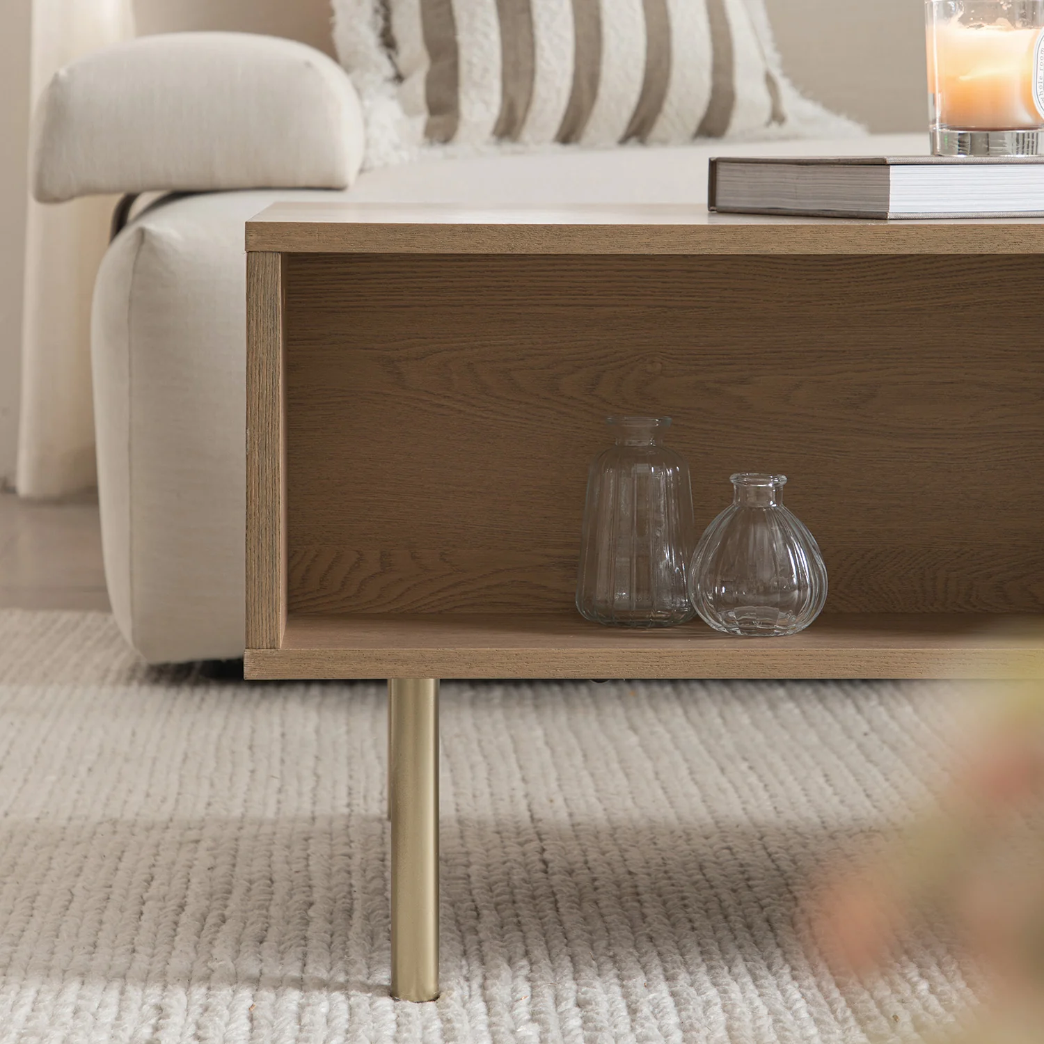 Richmond Ridged Coffee Table with Drawer, Light Ash - Image 8