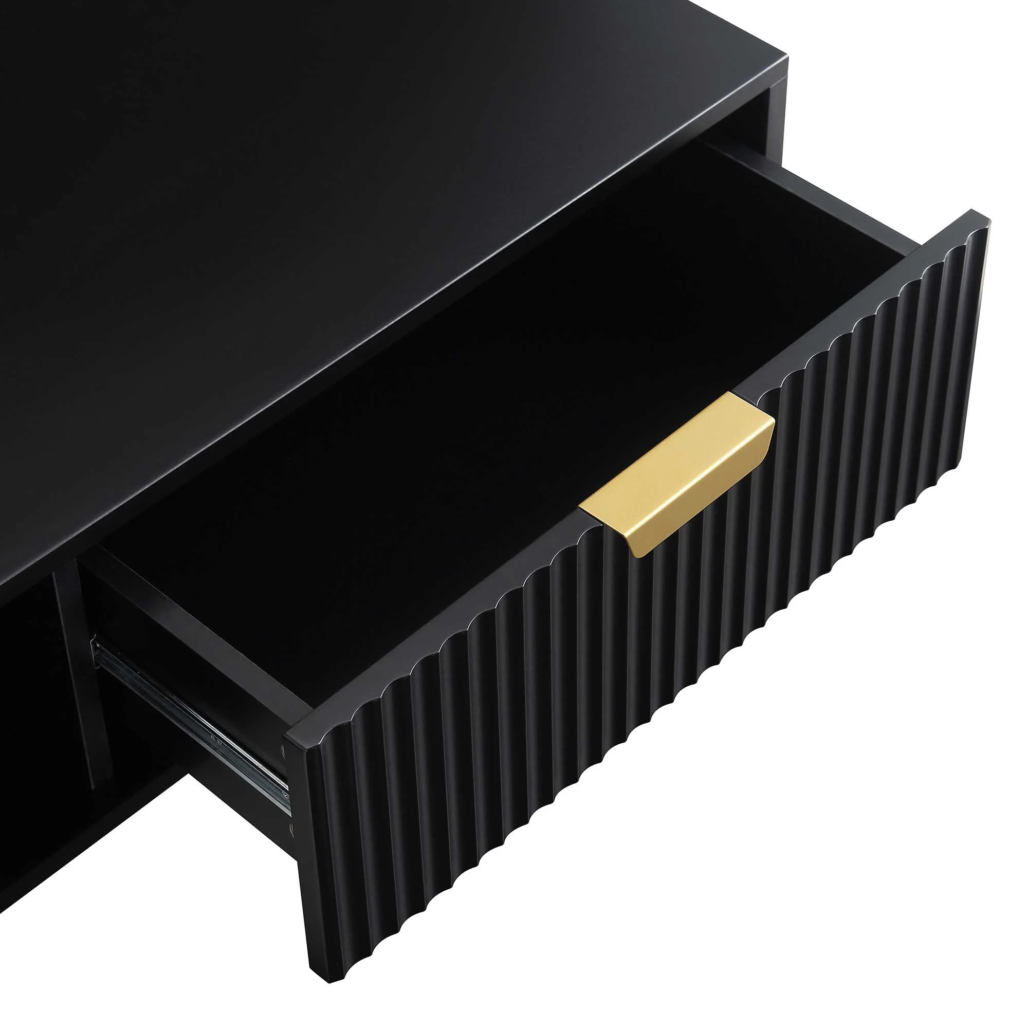 Richmond Ridged Coffee Table with Drawer, Matte Black - Image 13