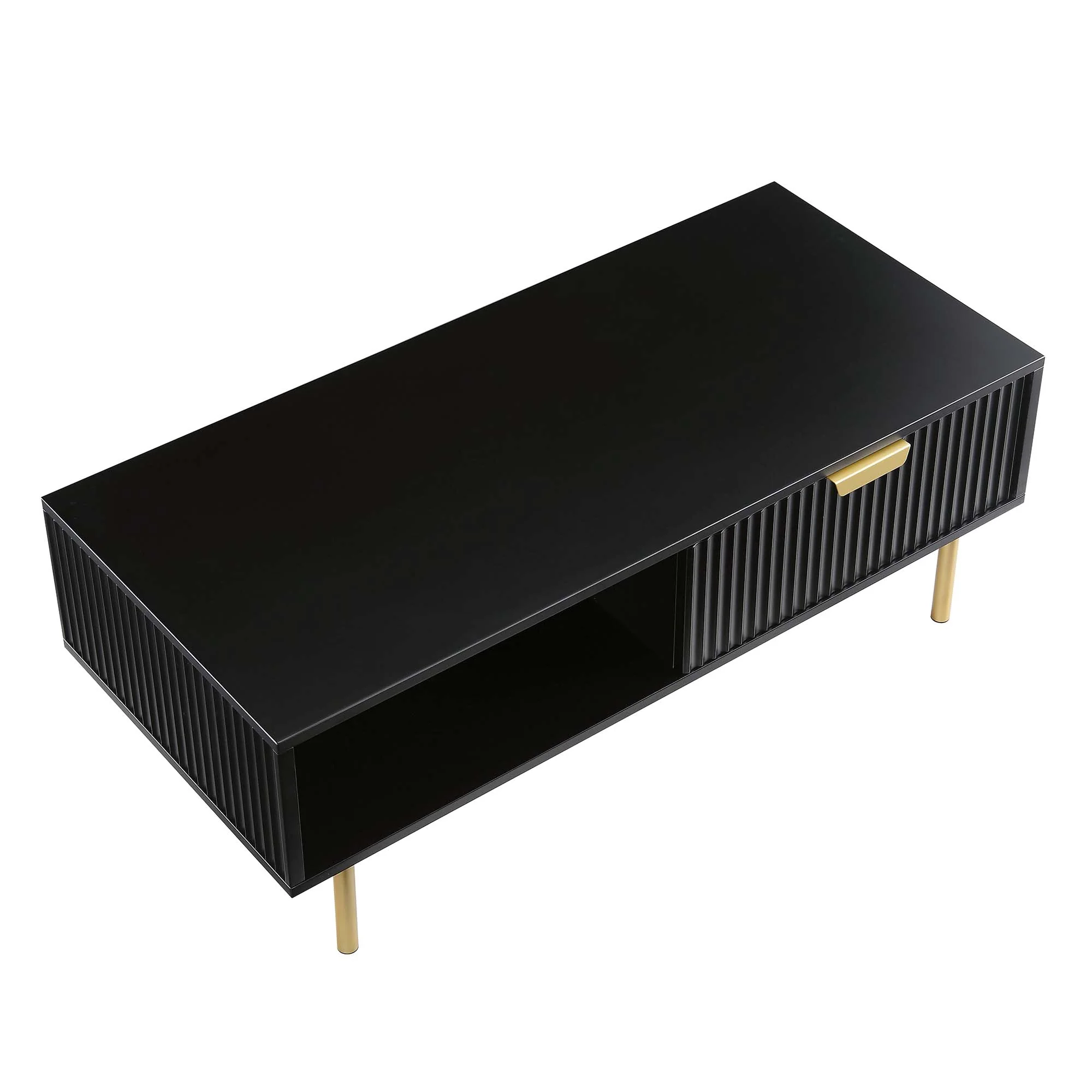 Richmond Ridged Coffee Table with Drawer, Matte Black - Image 9