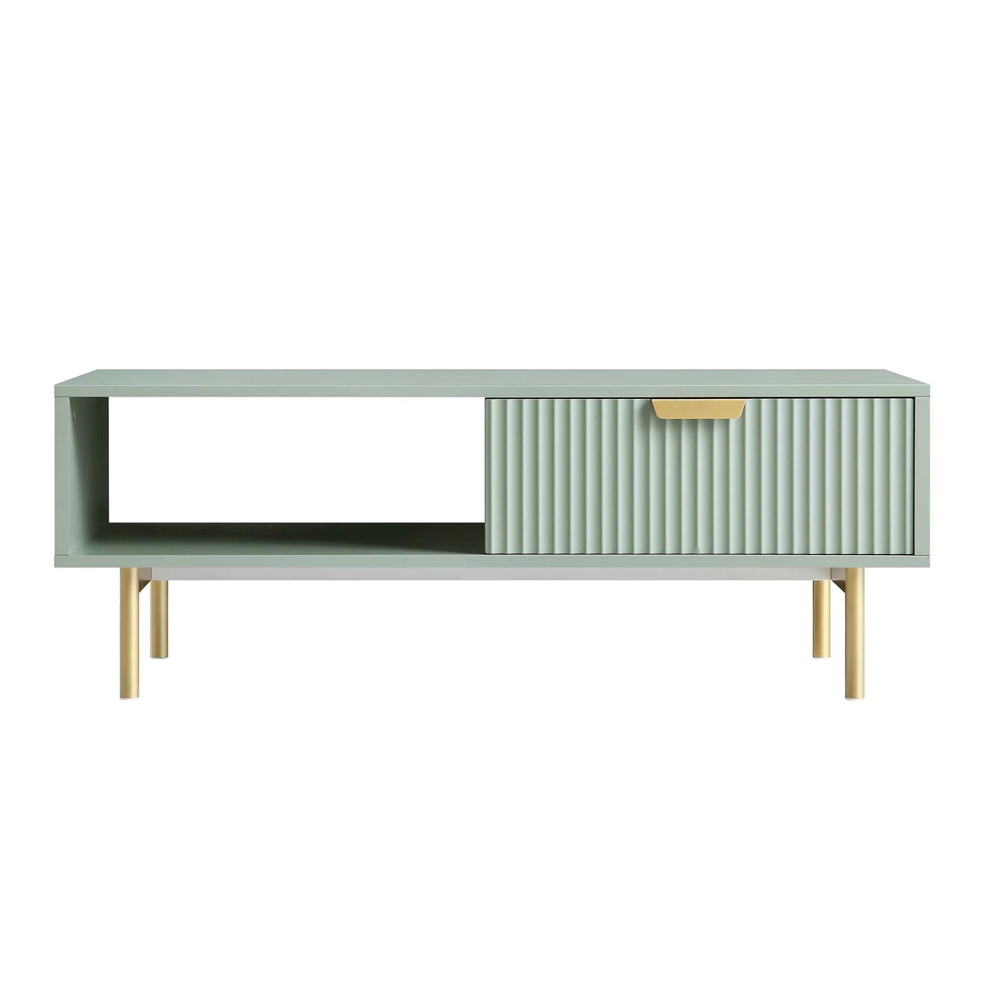 Richmond Ridged Coffee Table with Drawer, Matte Sage Green - Image 4