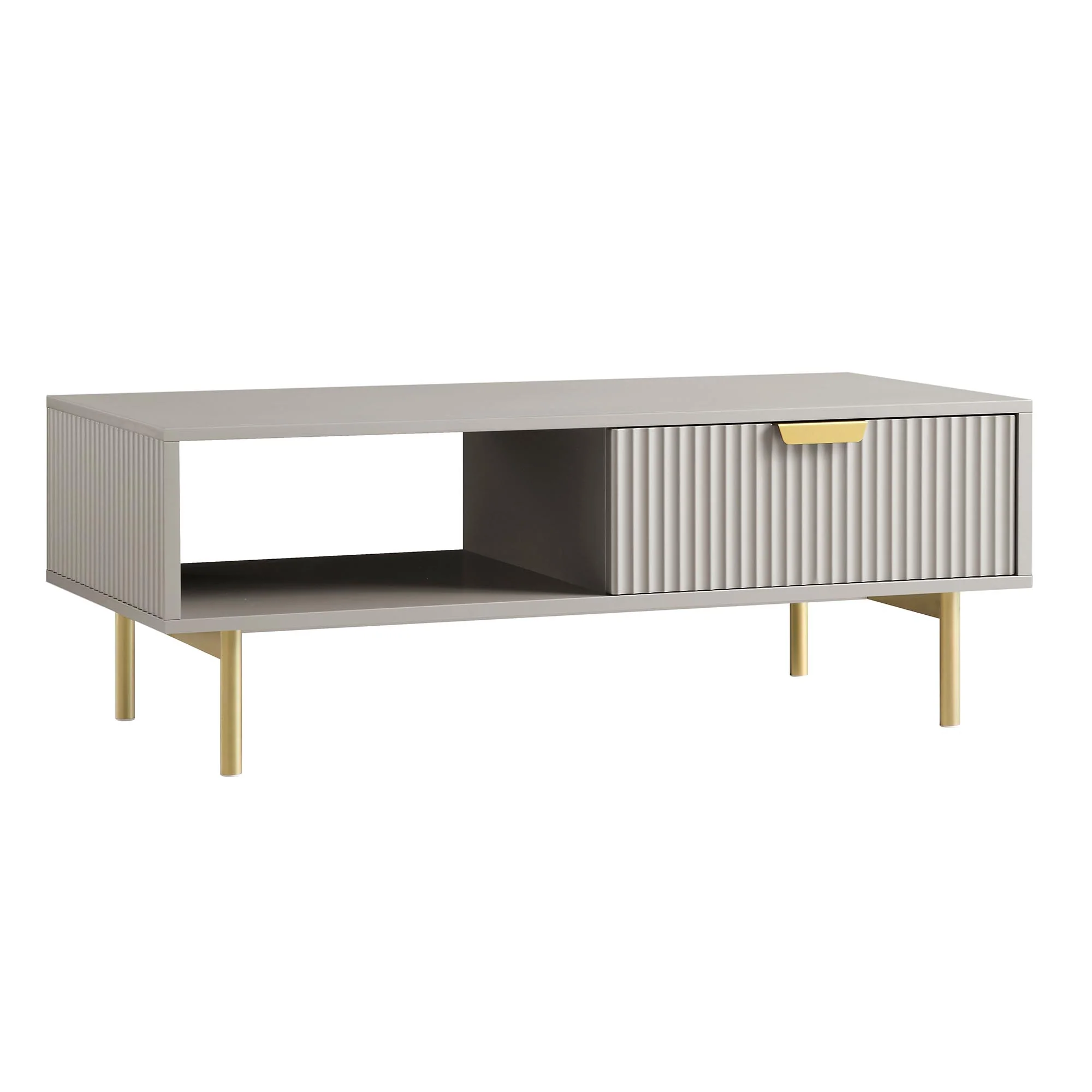 Richmond Ridged Coffee Table with Drawer, Matte Taupe - Image 5