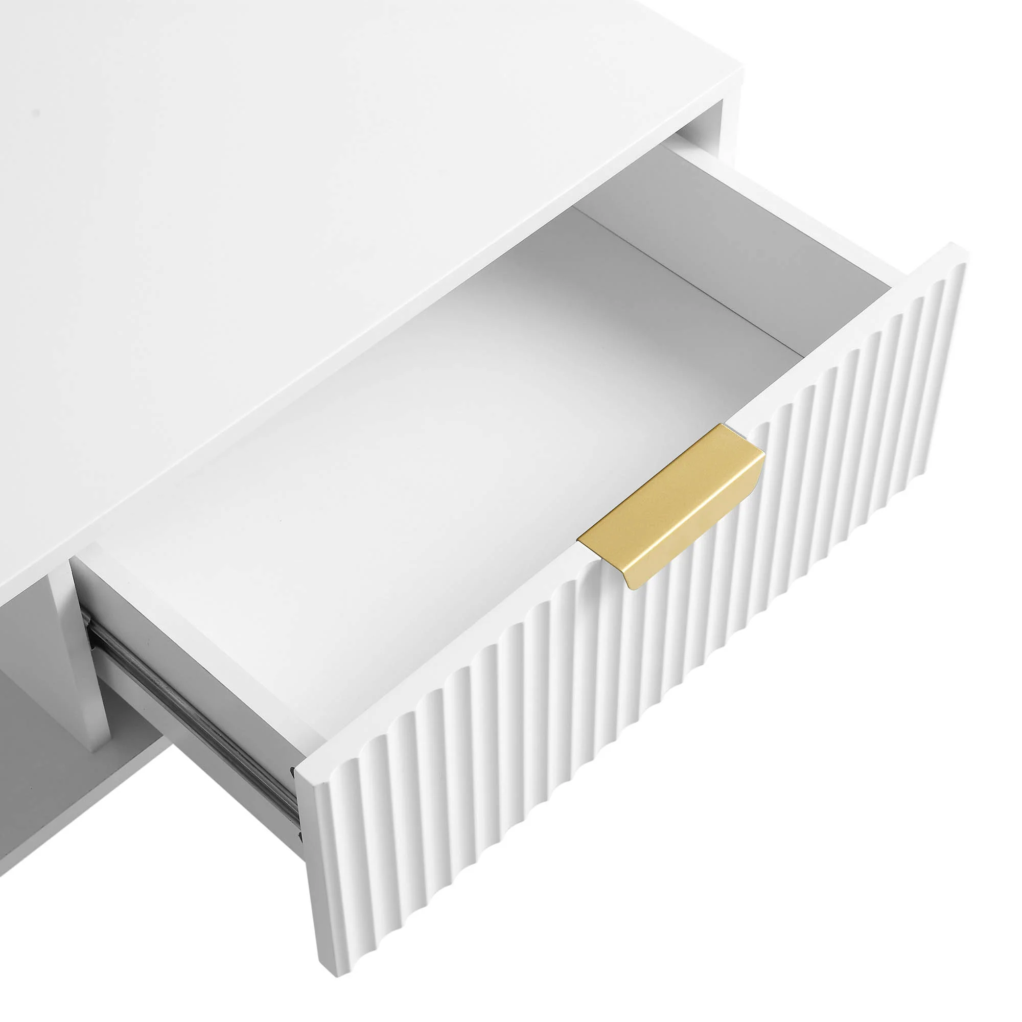 Richmond Ridged Coffee Table with Drawer, Matte White - Image 11