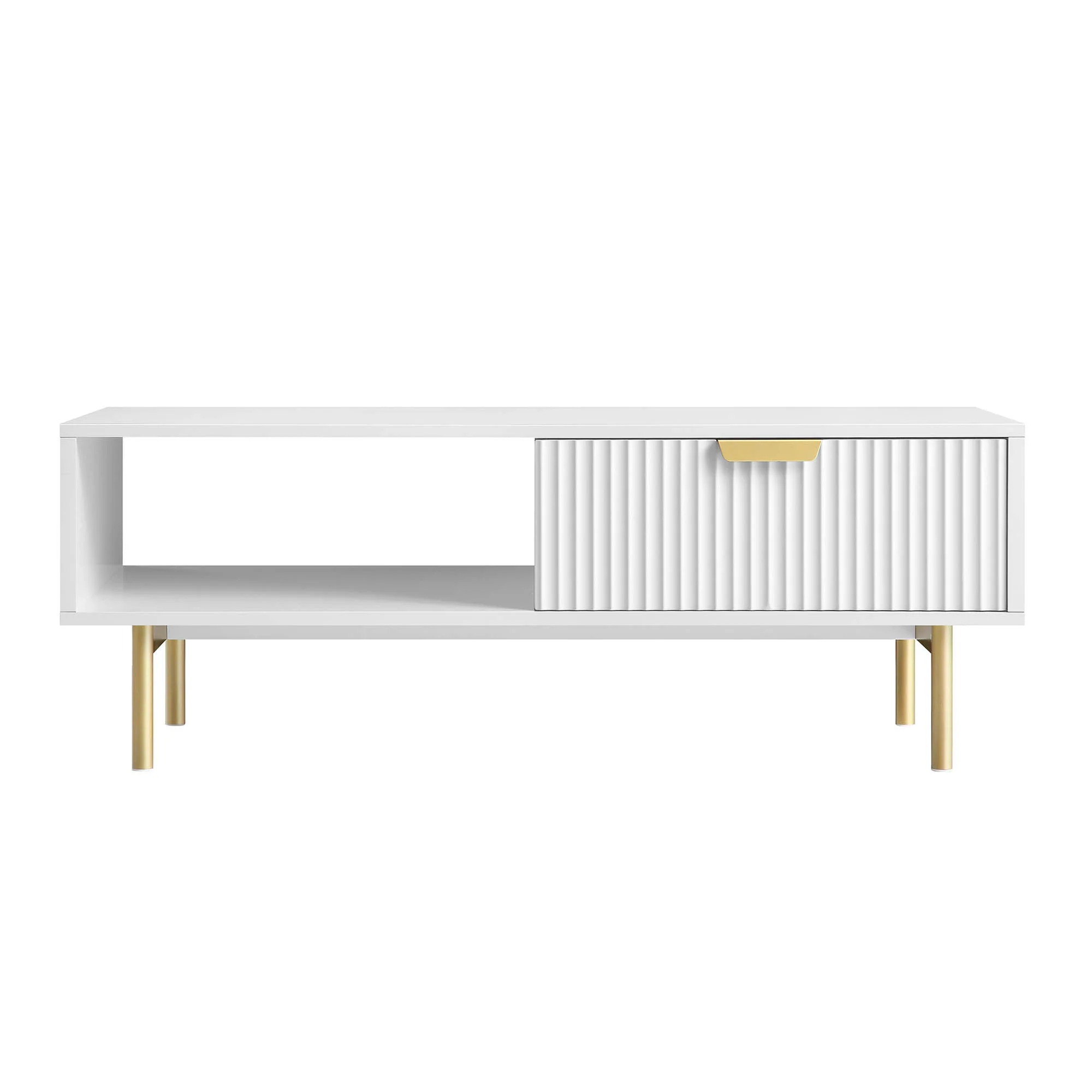 Richmond Ridged Coffee Table with Drawer, Matte White - Image 4