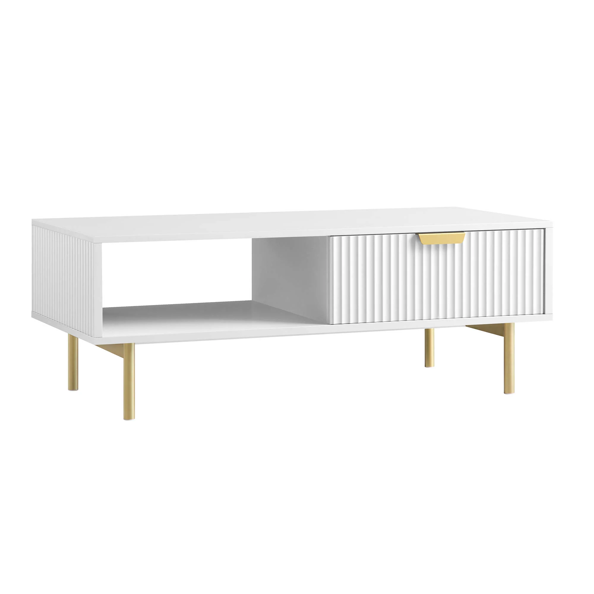 Richmond Ridged Coffee Table with Drawer, Matte White - Image 5