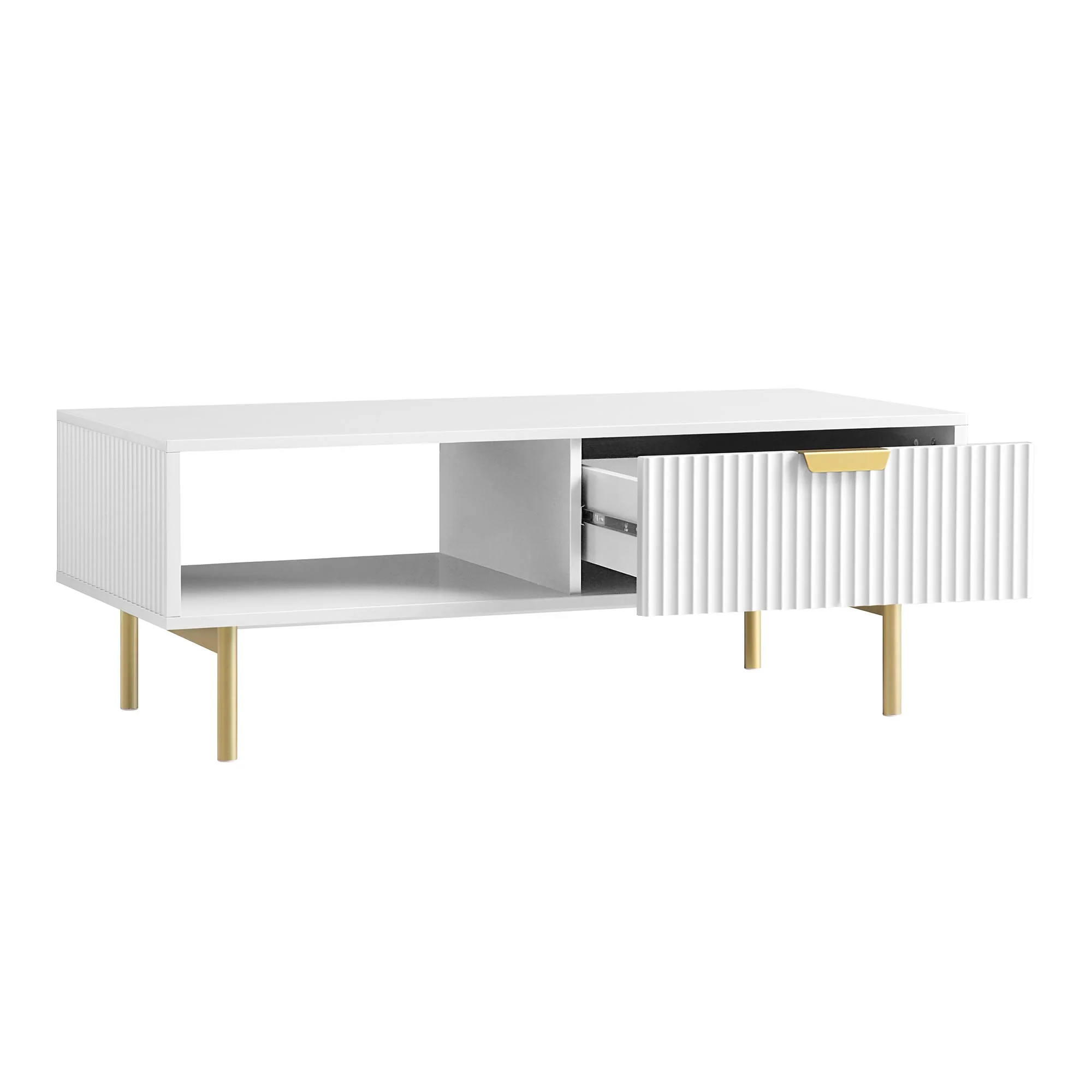 Richmond Ridged Coffee Table with Drawer, Matte White - Image 7